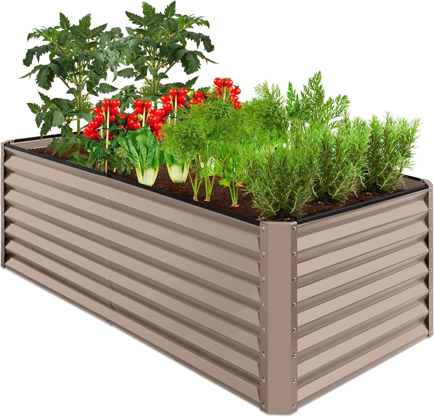 Best Choice Products 6x3x2ft Outdoor Metal Raised Garden Bed, Planter Box for Vegetables, Flowers, Herbs - Taupe