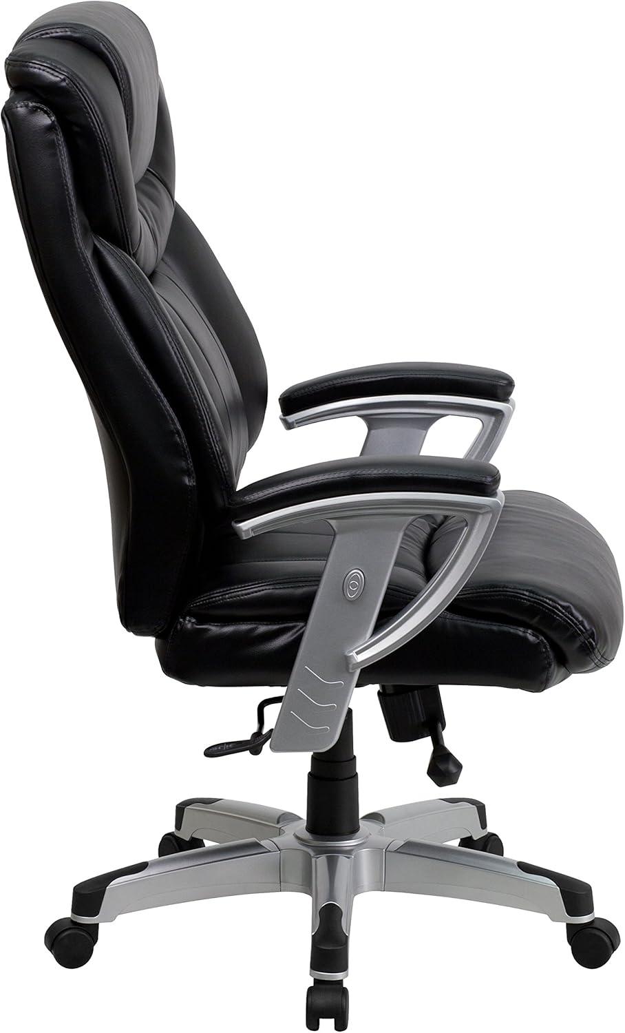 Flash Furniture HERCULES Series Big & Tall 400 lb. Rated Black LeatherSoft Executive Ergonomic Office Chair with Silver Adjustable Arms