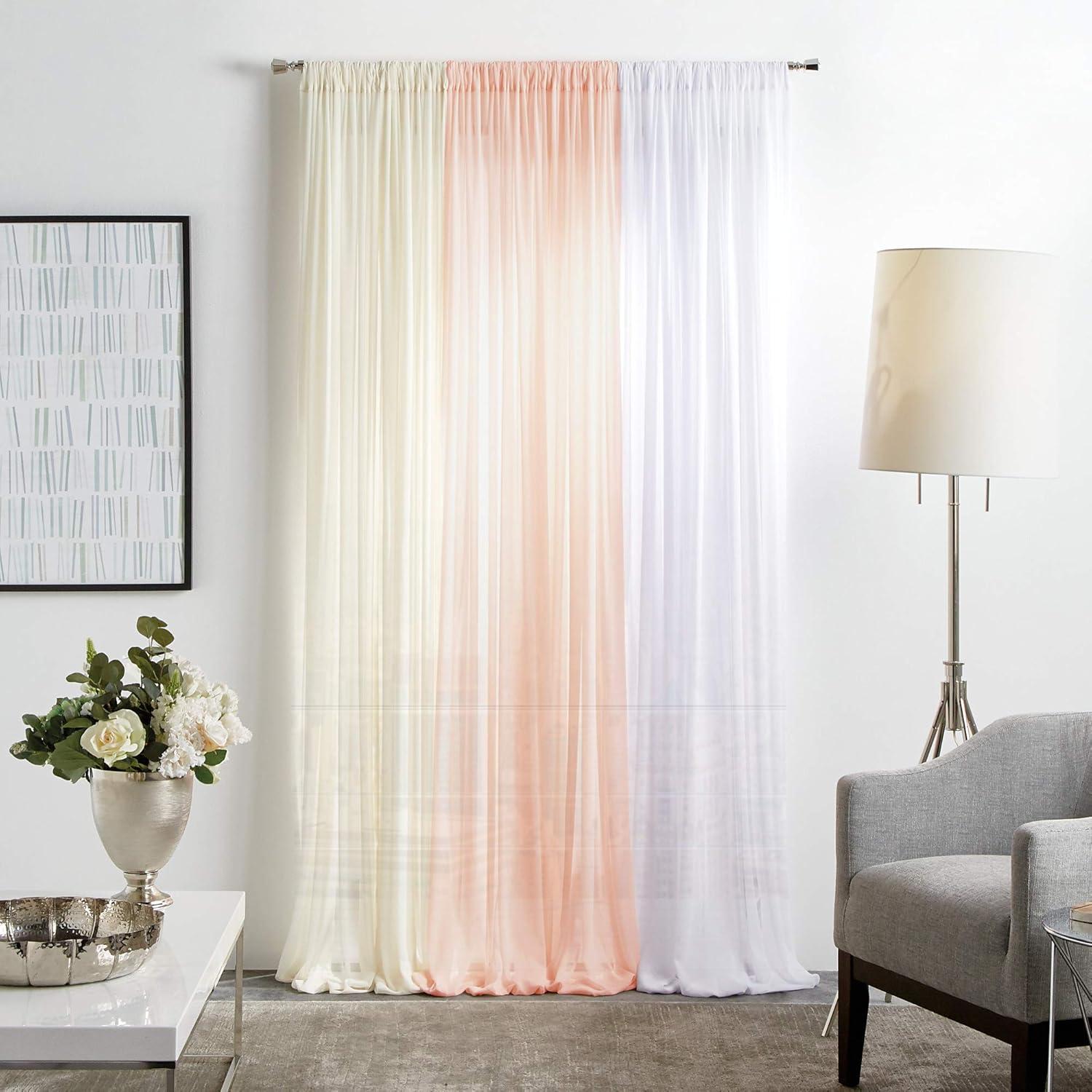 Martha Stewart Glacier Sheer Curtain Poletop, Ivory (Set of Two), 50" x 84", Adult