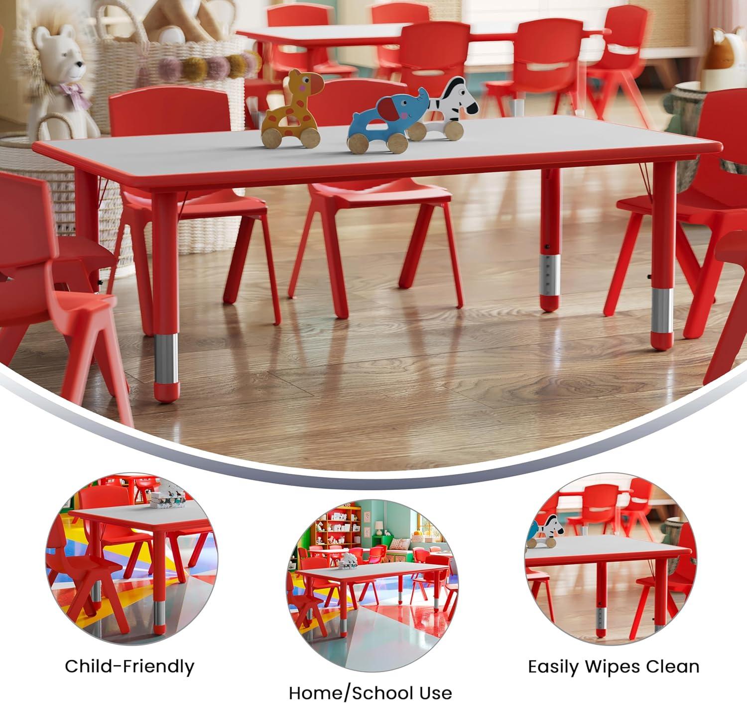 Flash Furniture 23.625"W x 47.25"L Rectangular Plastic Height Adjustable Activity Table