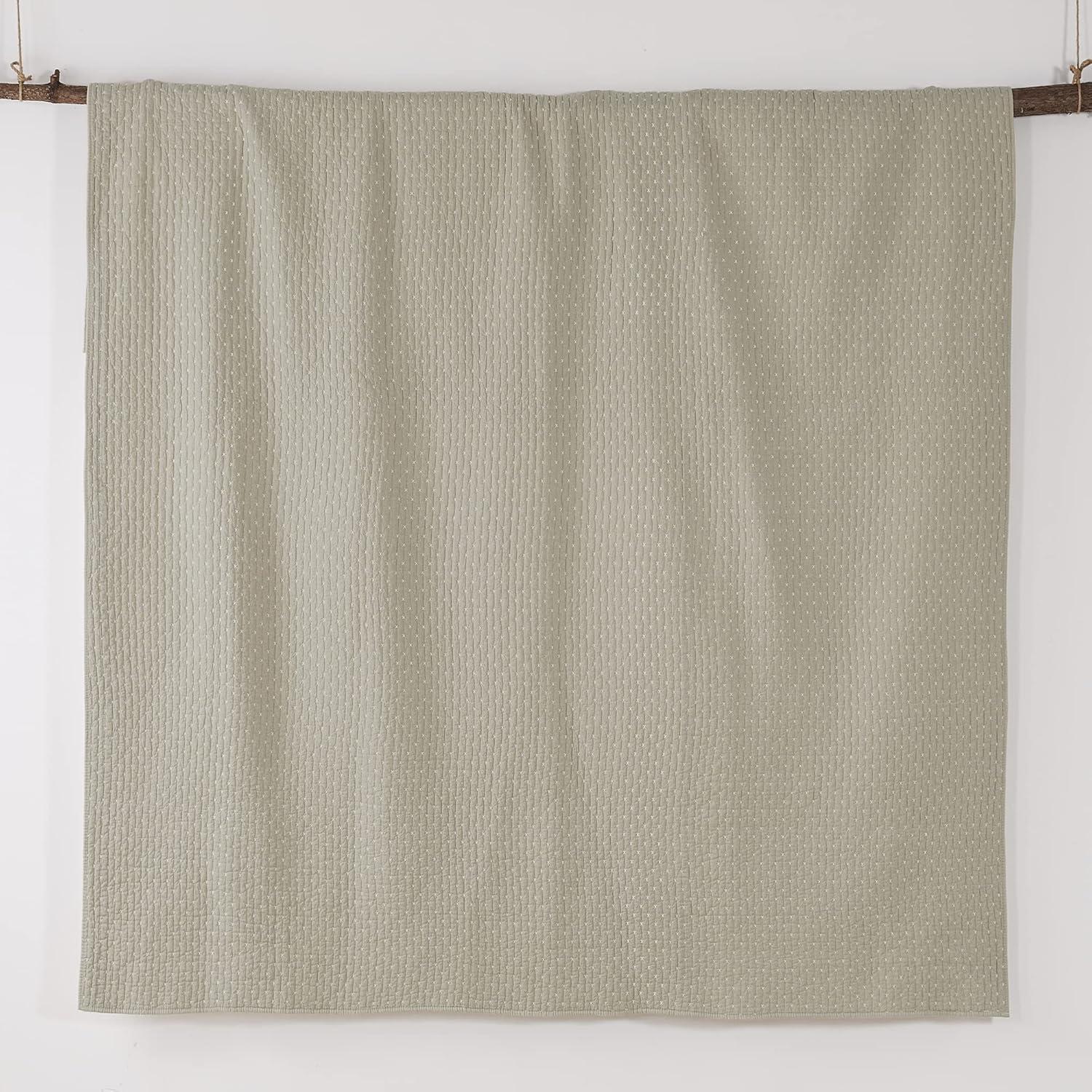 Cross Stitch Taupe Full/Queen Quilt Set