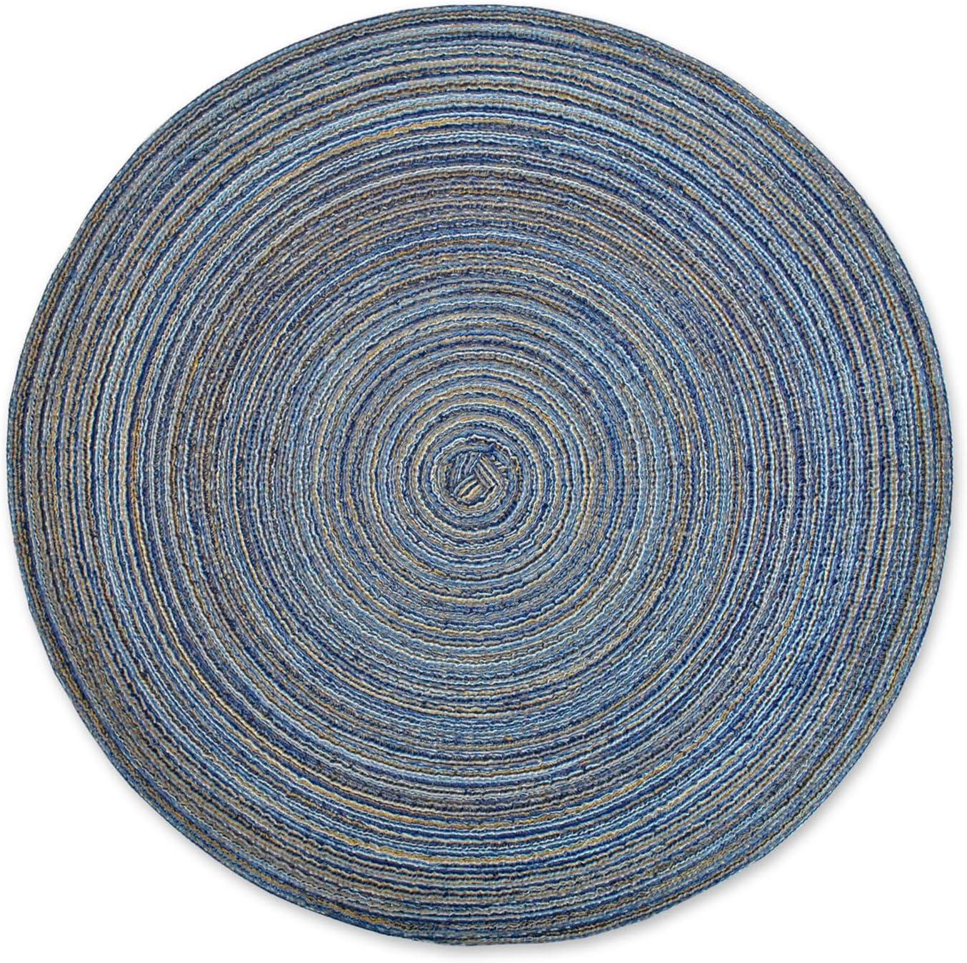 CC Home Furnishings Set of 6 Variegated Blue Round Woven Placemats 15" x 15"