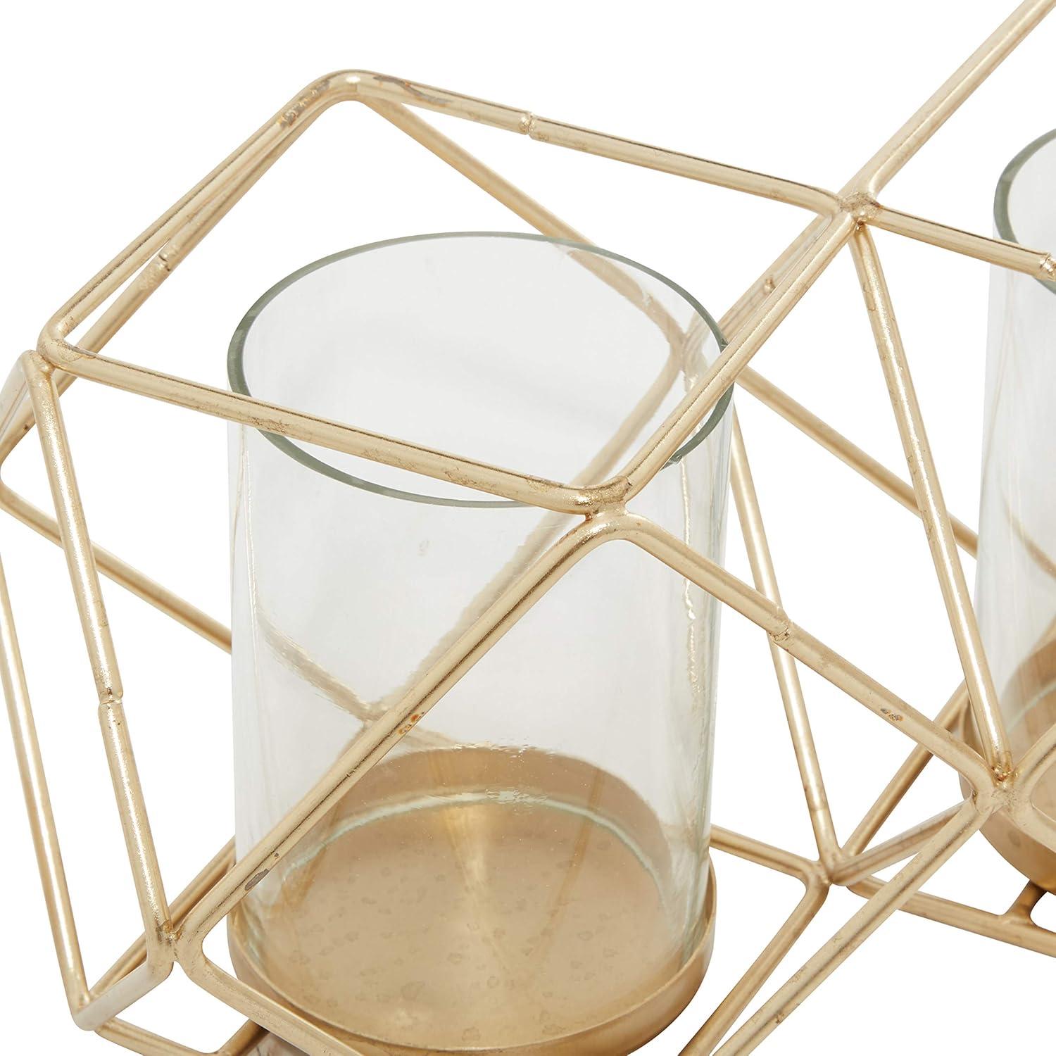22" x 6" Round Glass Pillar Candle Holder Black - Olivia & May: Elegant Mantel Decor, 5-Unit Tray