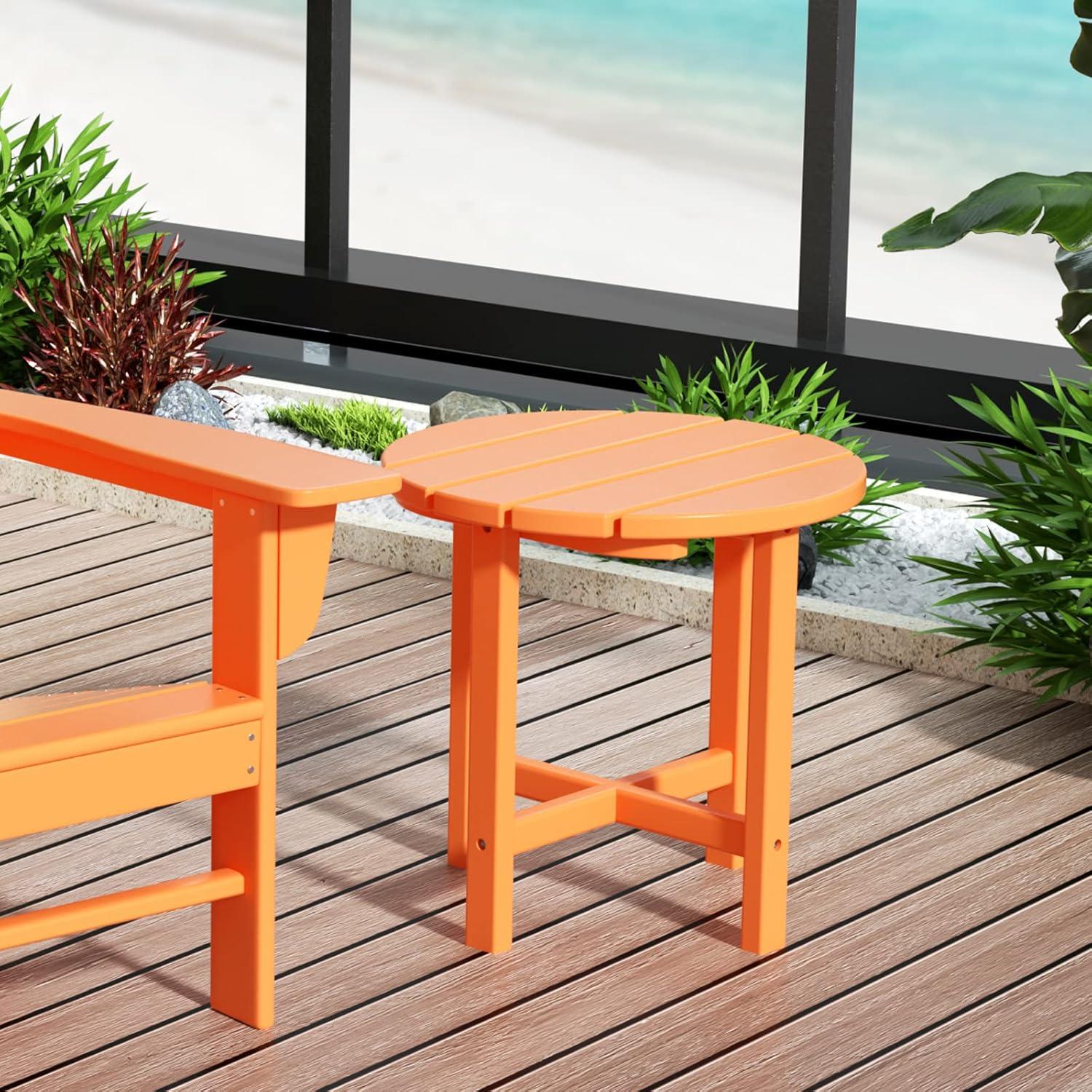 WestinTrends All-Weather Outdoor Patio Round Poly Adirondack Side Table, Orange