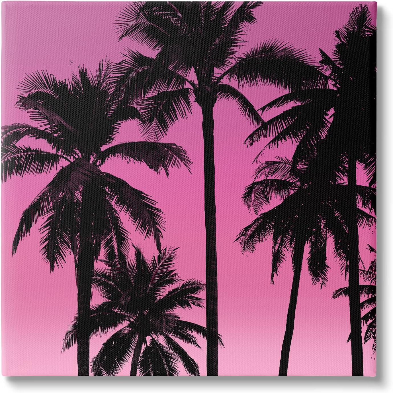 Stupell Pink Tropical Sunset Palm Trees Landscape Photography Gallery Wrapped Canvas Print Wall Art