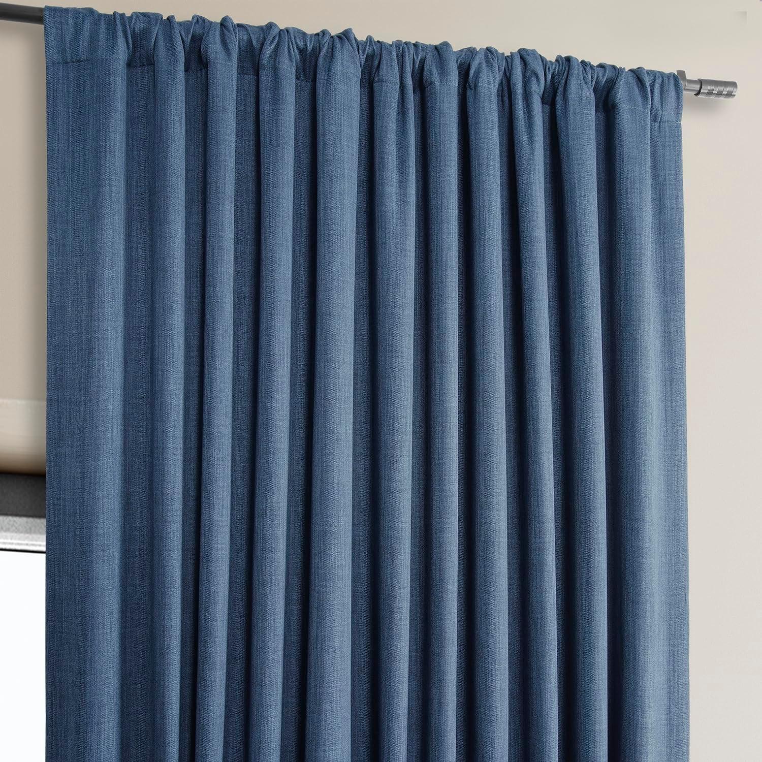 Faux Linen Textured Room Darkening Curtains for Bedroom & Living Room Curtains - Single Panel drapes