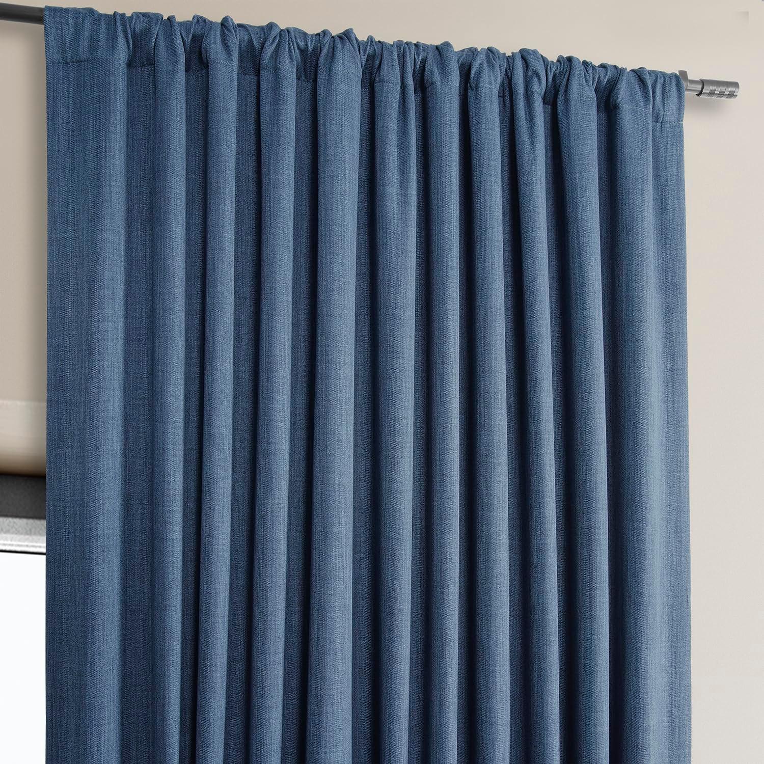 Ottis Textured Faux Linen Rod Pocket Room Darkening Curtains for Bedroom & Living Room Curtains - Single Panel Drapes