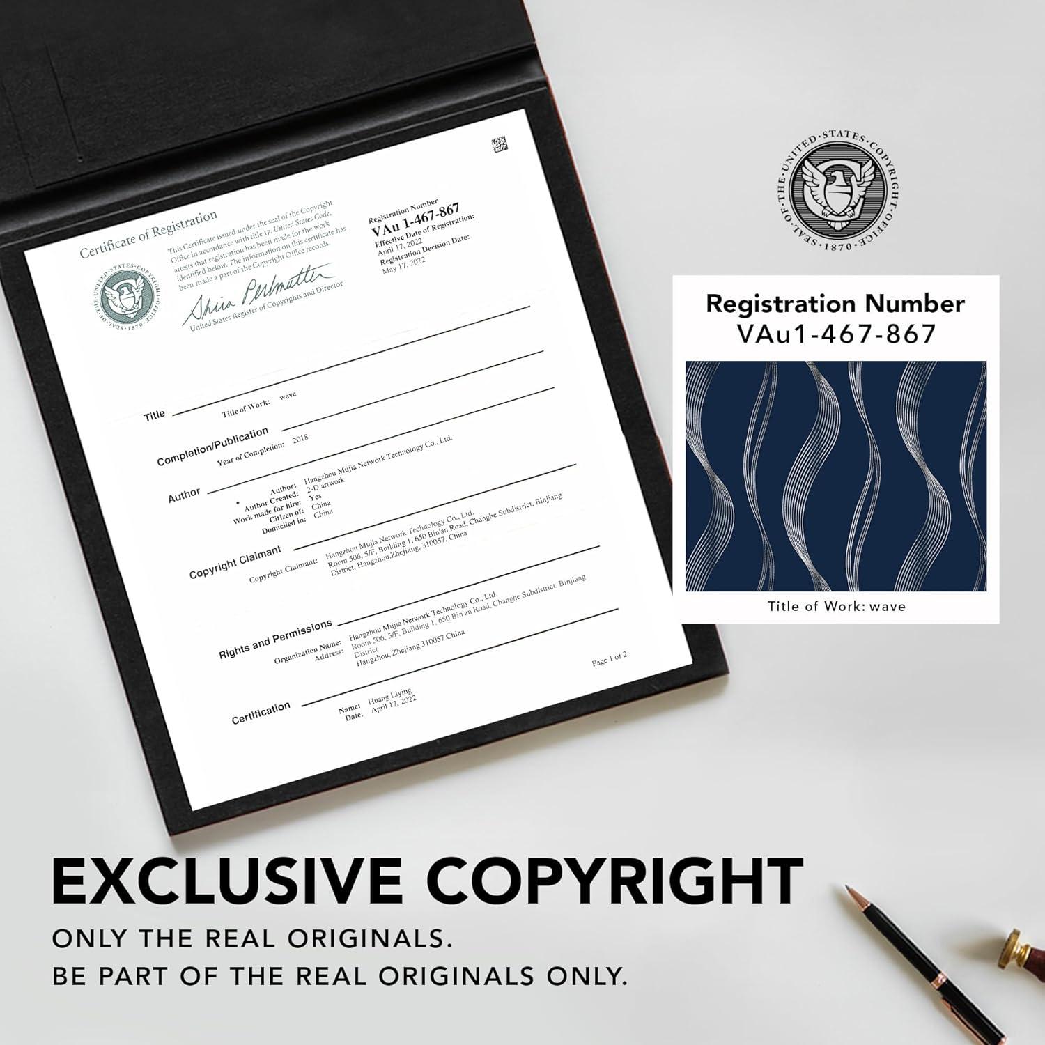 Deconovo Grommet Wave Line Foil Printed Thermal Insulated Blackout Curtains for Children 2 Panels 52x84 inch Navy Blue