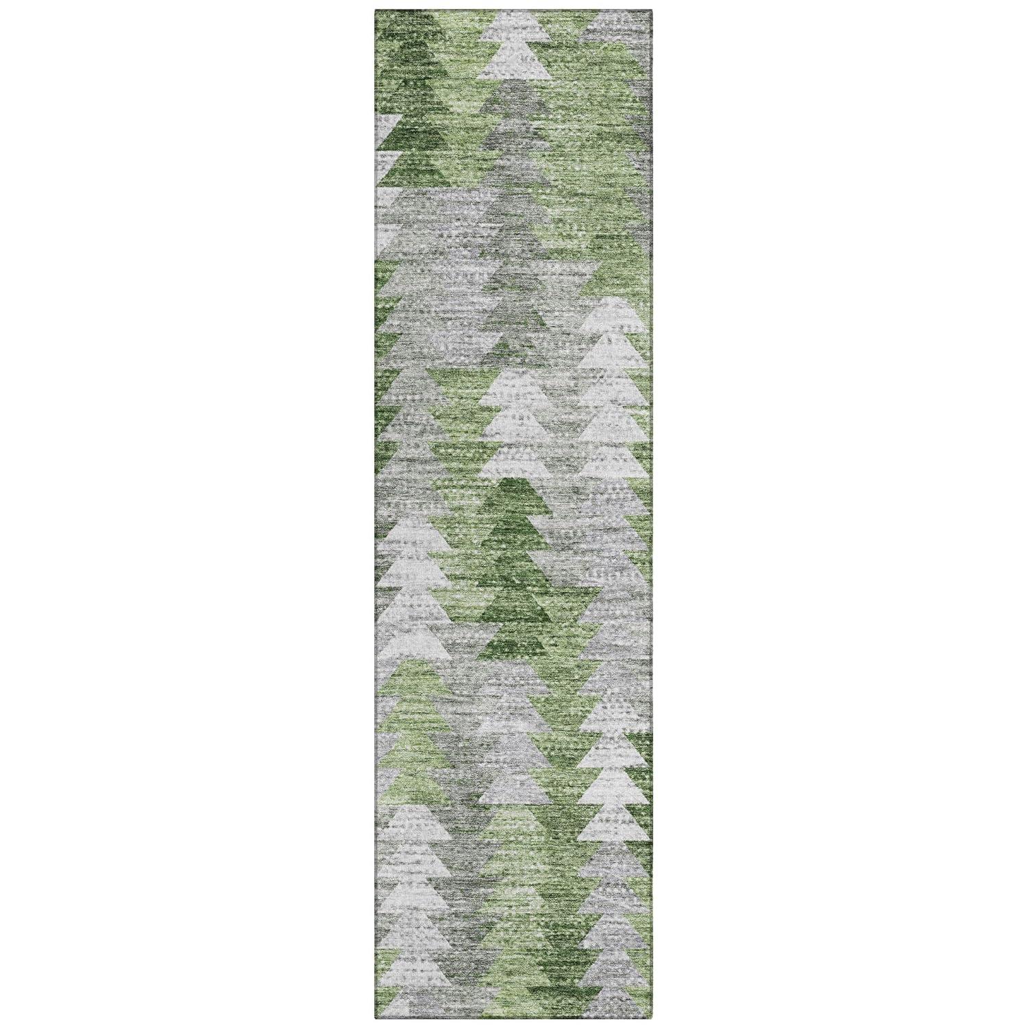 Addison Rugs Chantille ACN632 Green 2'3" x 7'6" Indoor Outdoor Hallway Runner Rug, Stain Resistant Washable Kitchen Area Carpet for Bathroom, Laundry and Bedroom Rug