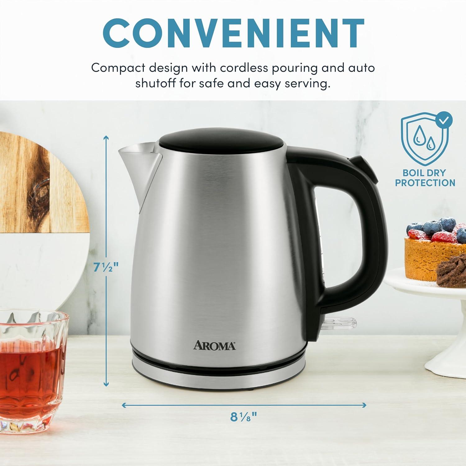 Aroma 1.0-Liter Stainless Steel Electric Kettle