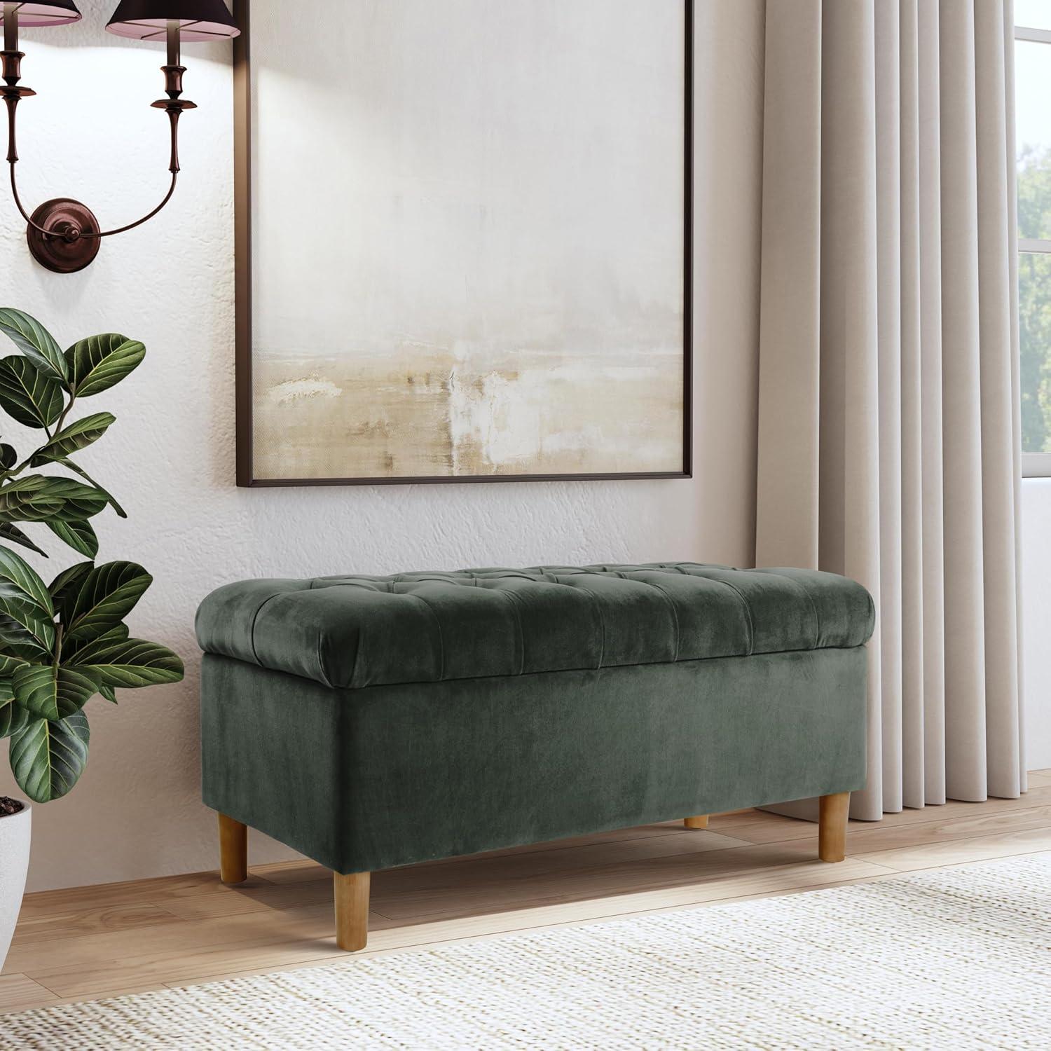 HomePop Velvet Upholstered Storage Bench