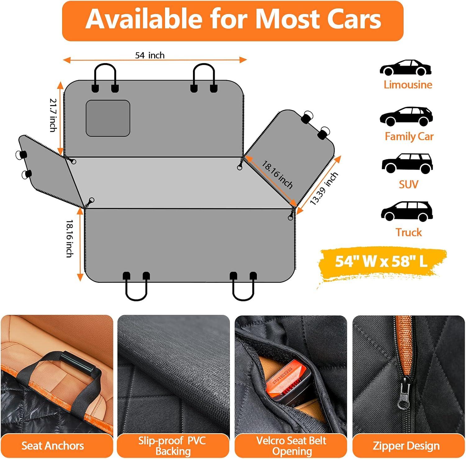 Pet dog car seat cover 100% waterproof hammock anti-scratch non-slip durable soft pet back seat cover suitable for car truck and SUV