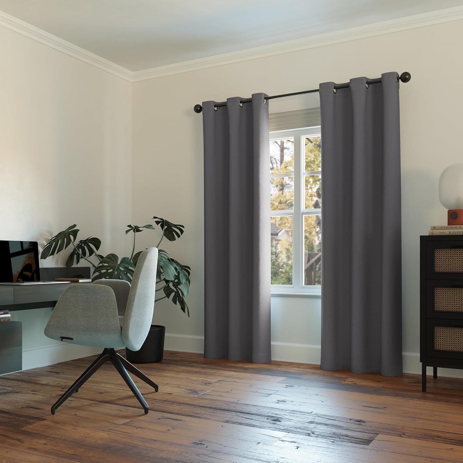 Sun Zero Nolan Energy Efficient Blackout Grommet Curtain Panel, 40"x63", Charcoal