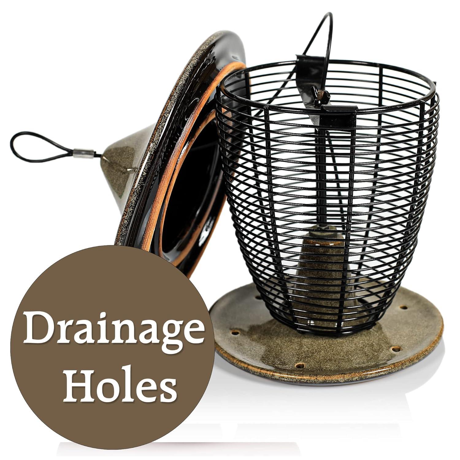 10 in. Sandy Granite Ceramic Feeder With Cage