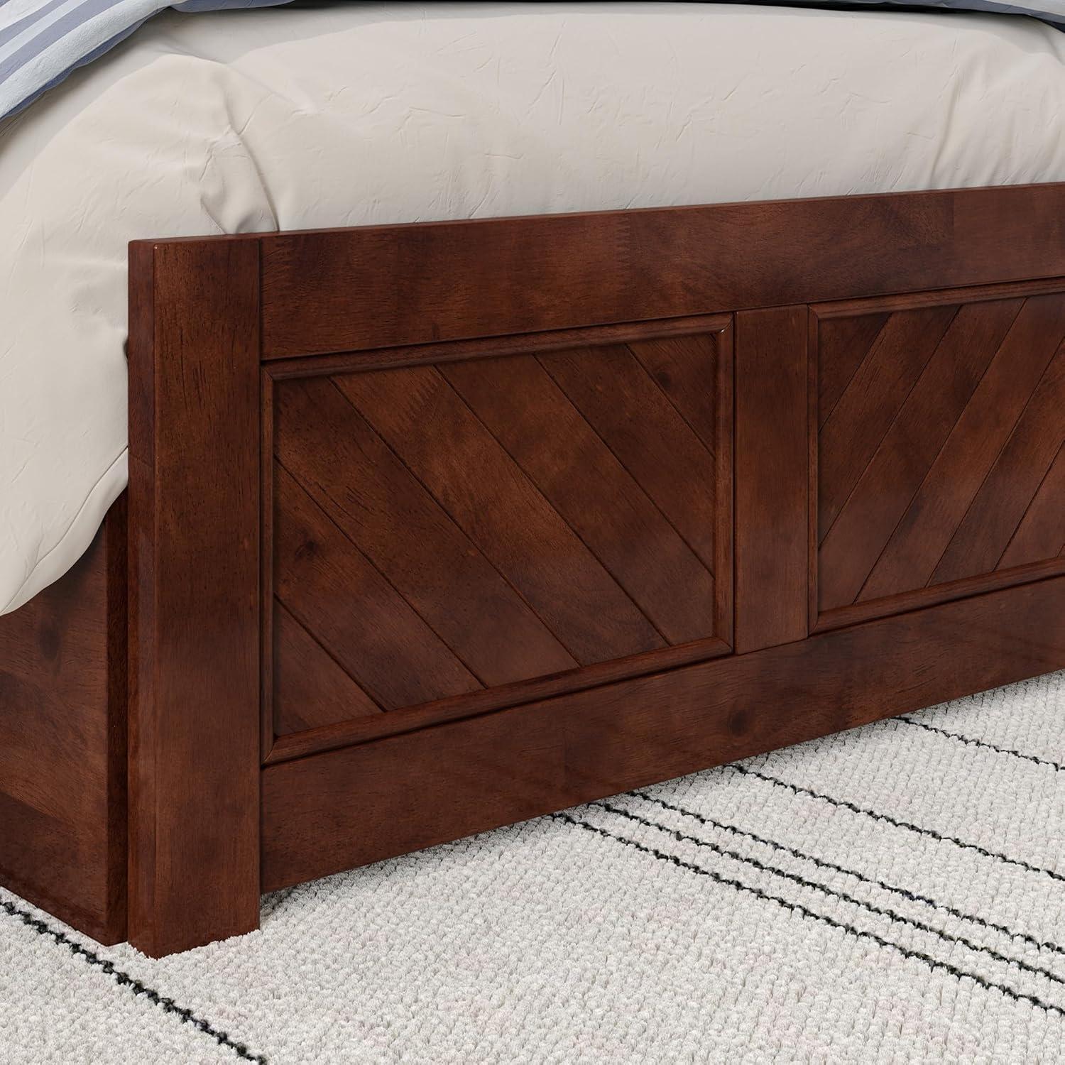 AFI Canyon Walnut Solid Wood Platform Bed with Matching Footboard & Twin-XL Trundle, King