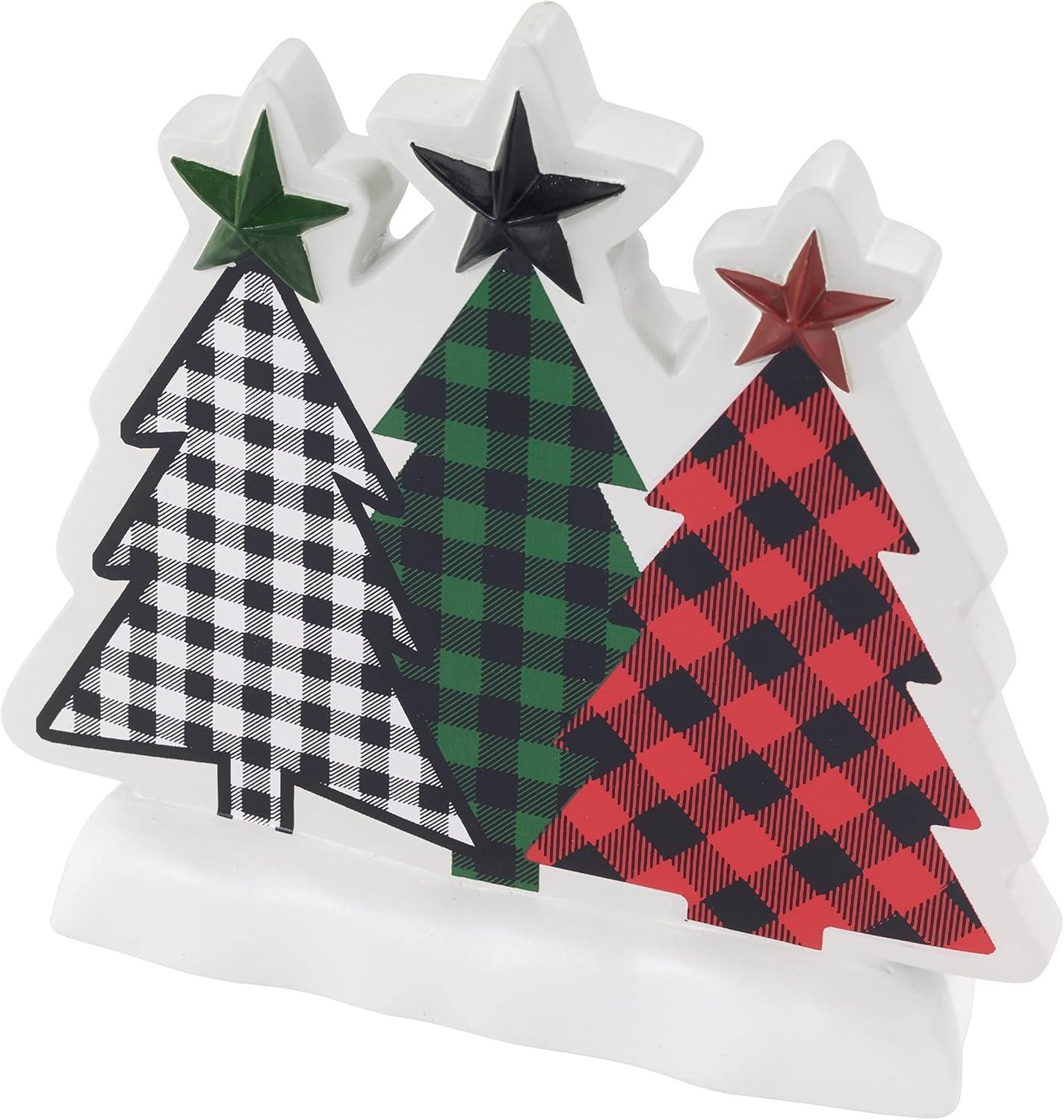 Festive Plaid Christmas Tree Resin Toothbrush Holder