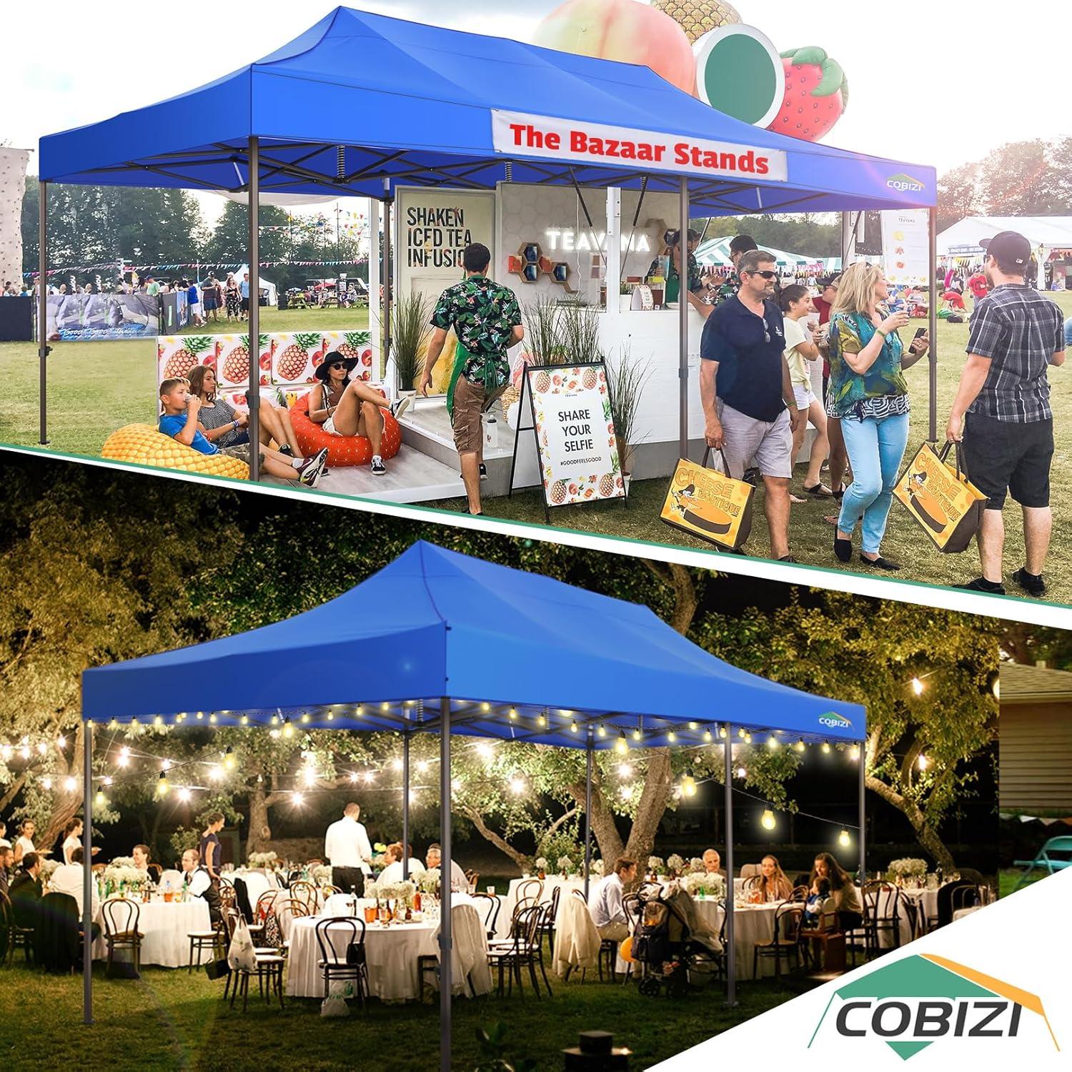 Cobizi 10x20 Canopy Tent, Heavy Duty Pop up Canopy with Sidewalls, Waterproof Easy Setup Canopy with Mosquito Netting, Outdoor Instant Screen Tents for Parties, Wedding, Backyard with Carry Bag