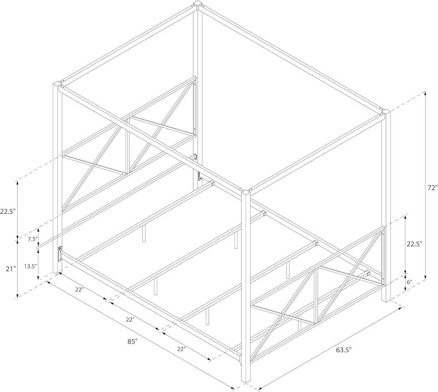 DHP Rosedale Metal Canopy Bed, Queen, Gold