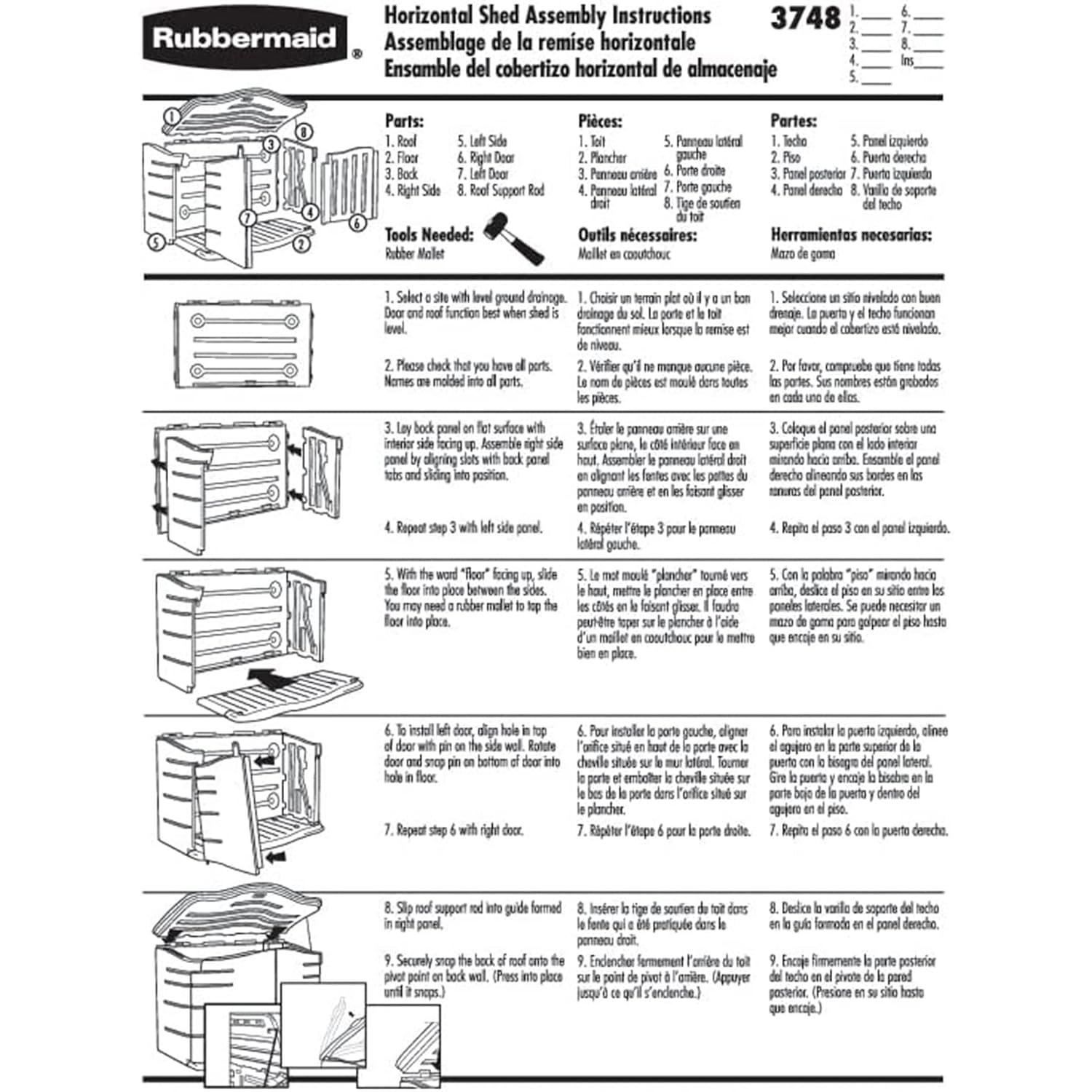 Rubbermaid 4 ft. W x 2 ft. D Plastic Horizontal Garbage Shed
