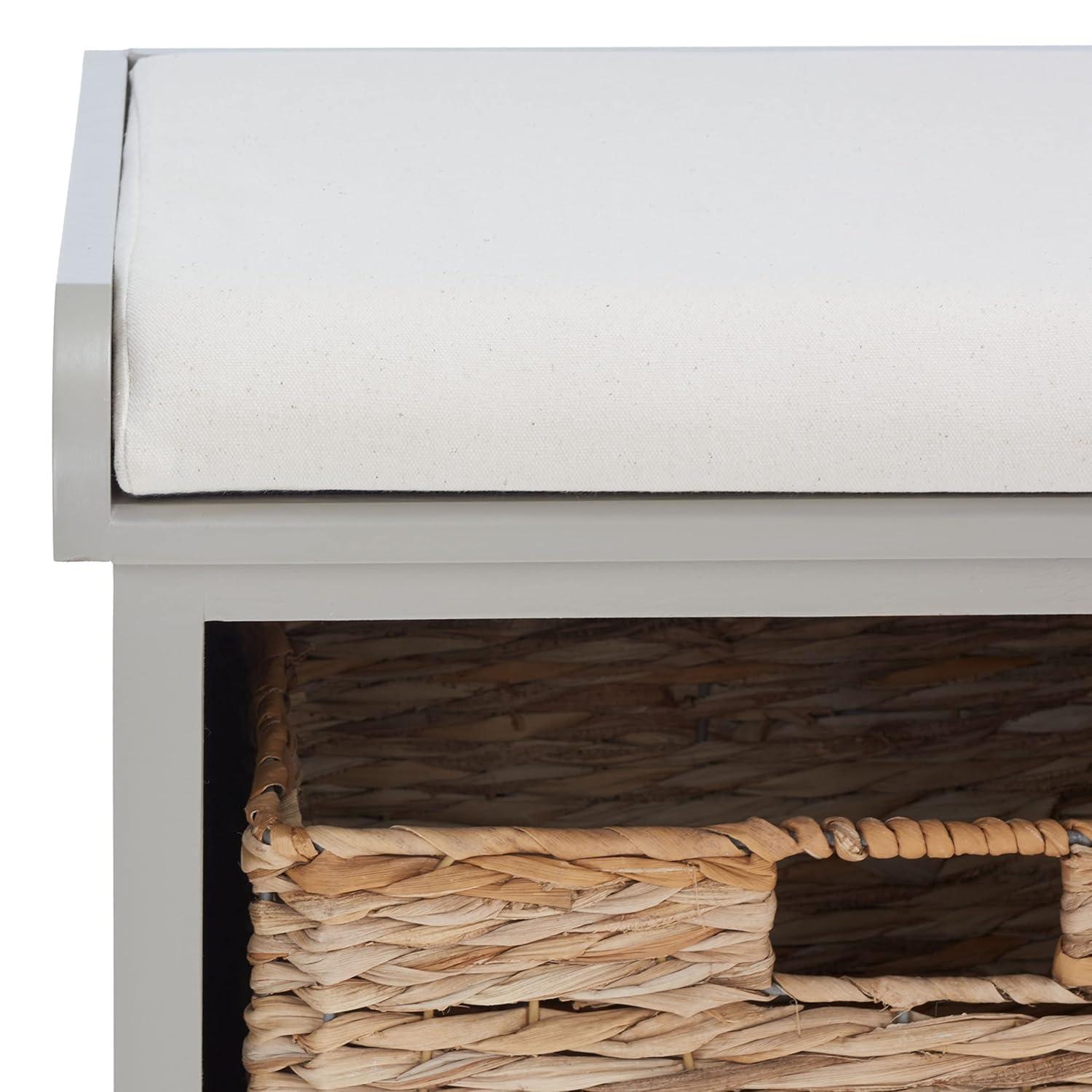 Freddy Wicker Storage Bench - AMH5736 - Vintage Grey - Safavieh