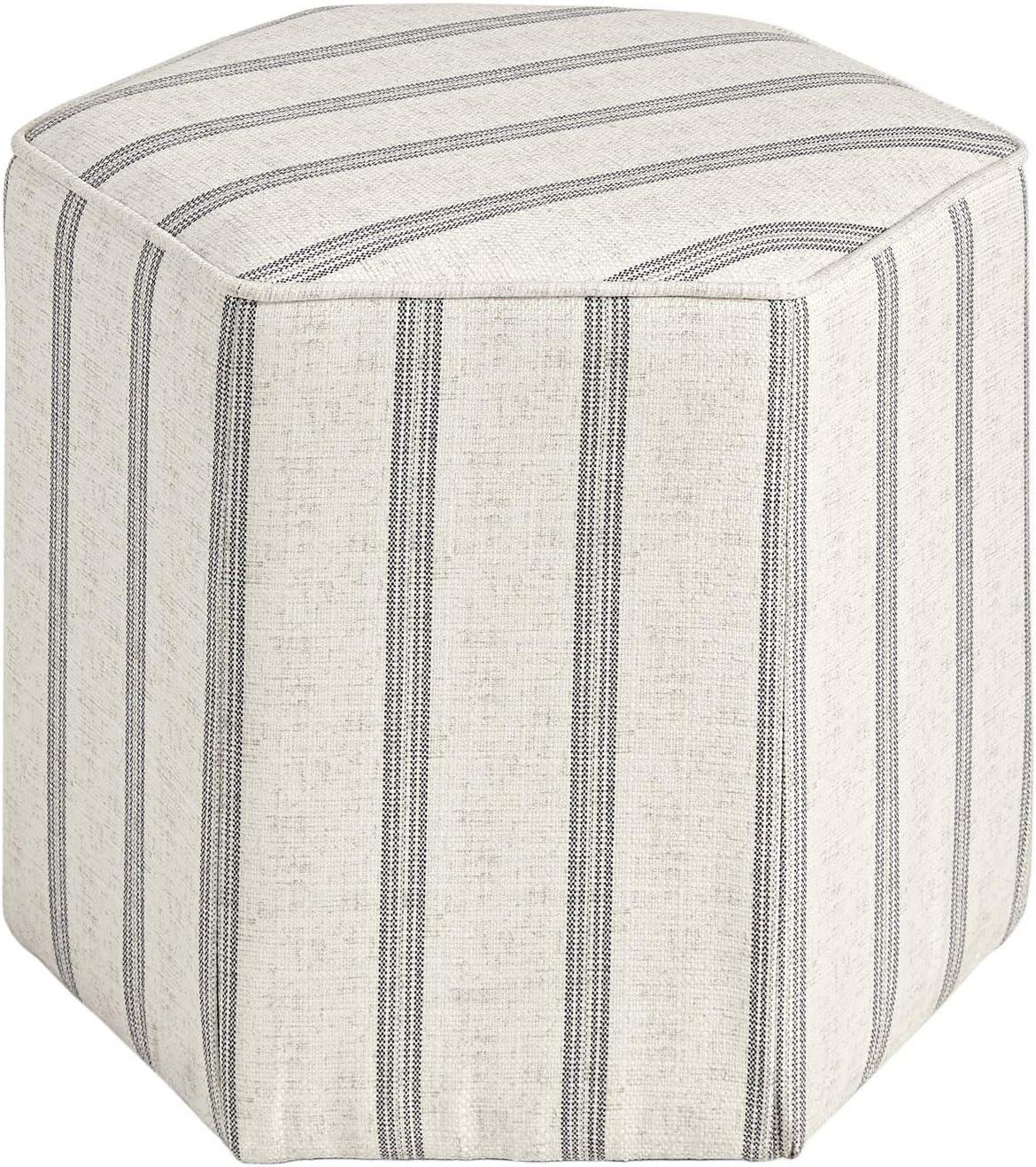 Martha Stewart Ellen Striped Farmhouse Cube Ottoman