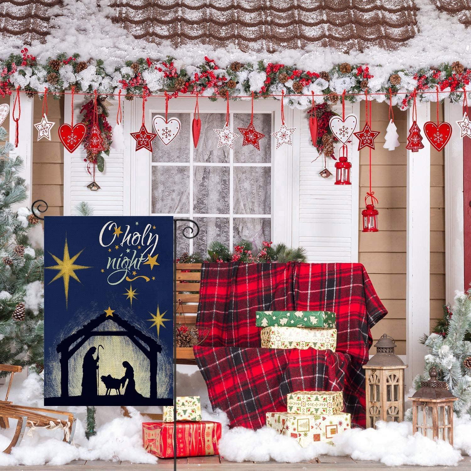 Christian Christmas Nativity Scene O Holy Night Garden Flags 12"x18" Double Sided Banner Decoration For Home Yard Lawn