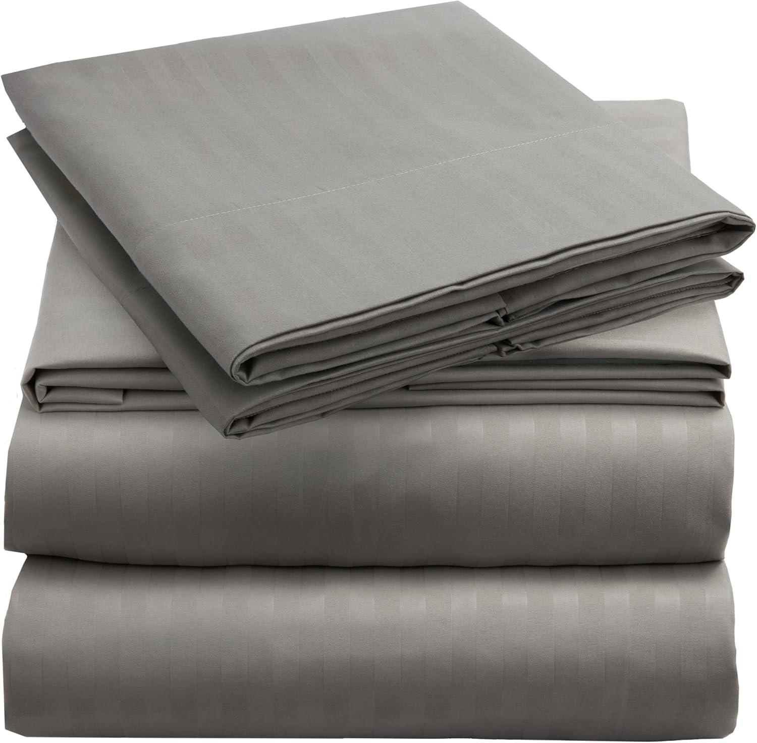 King Gray and Silver Striped Microfiber Sheet Set