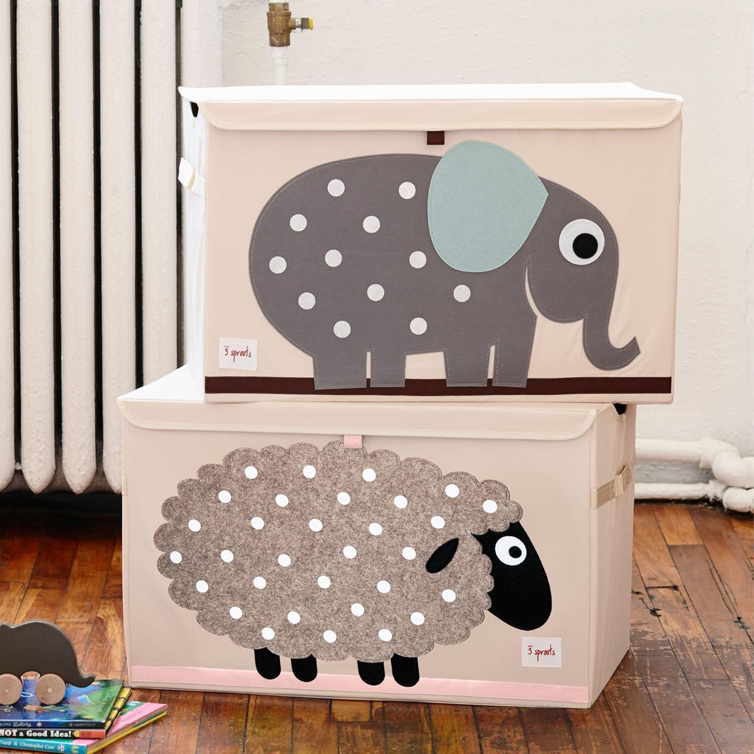 3 Sprouts Collapsible Toy Chest Storage Bin for Kids Playroom, Sheep