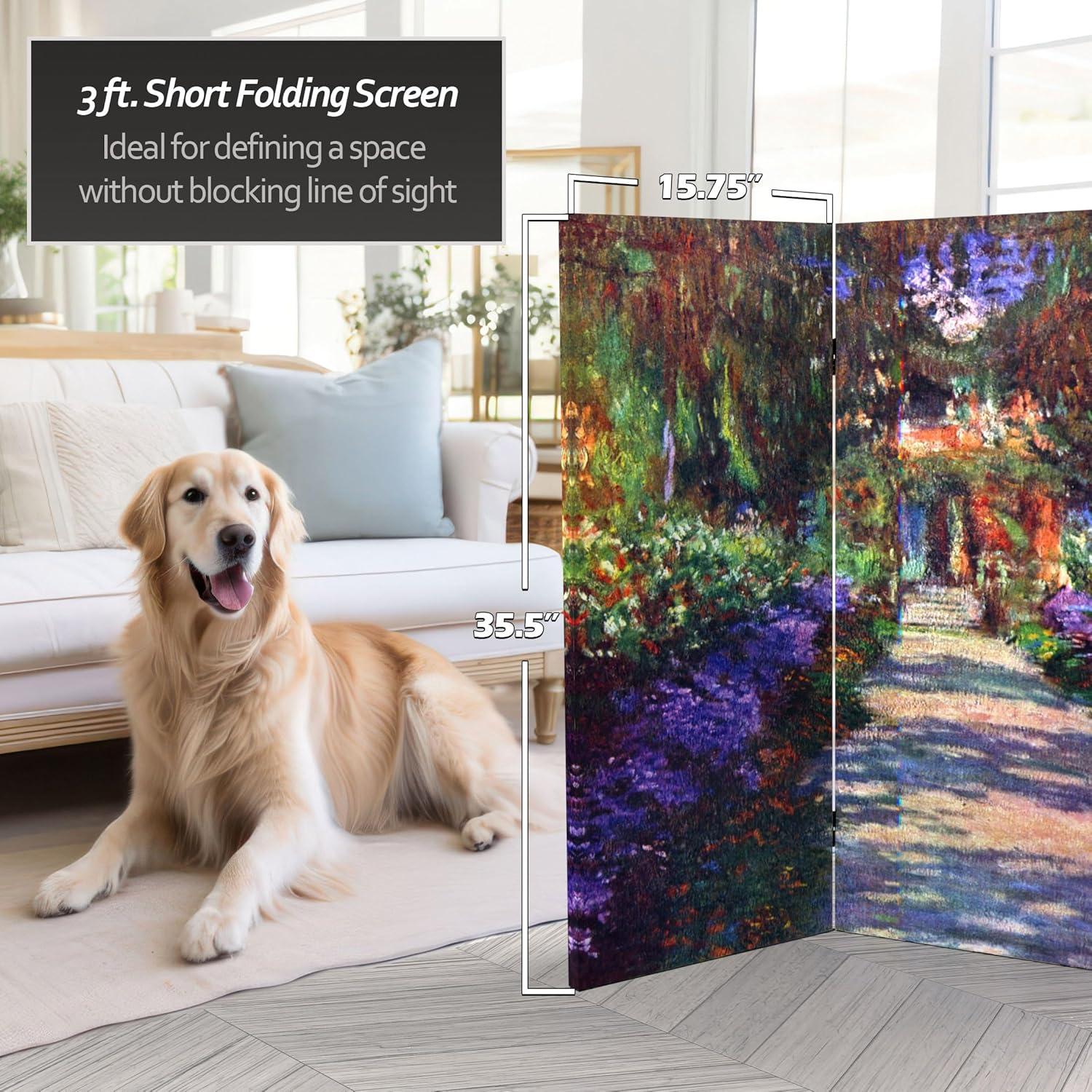 Monet Garden Multicolor Canvas Folding Screen