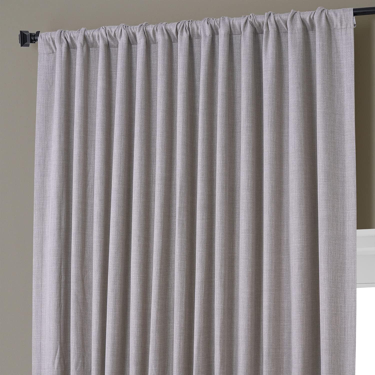 Clay Textured Faux Linen 96" Blackout Window Curtain