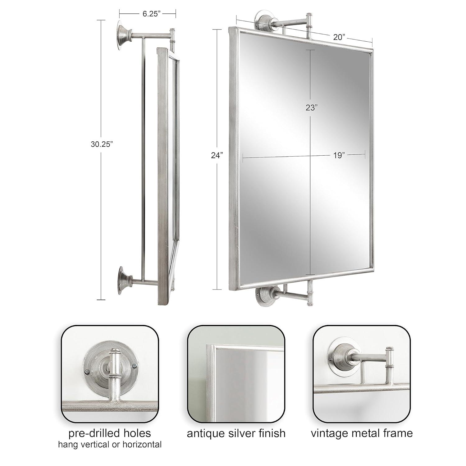 20"x31" Darbridge Rectangle Pivot Mirror Silver - Kate & Laurel All Things Decor