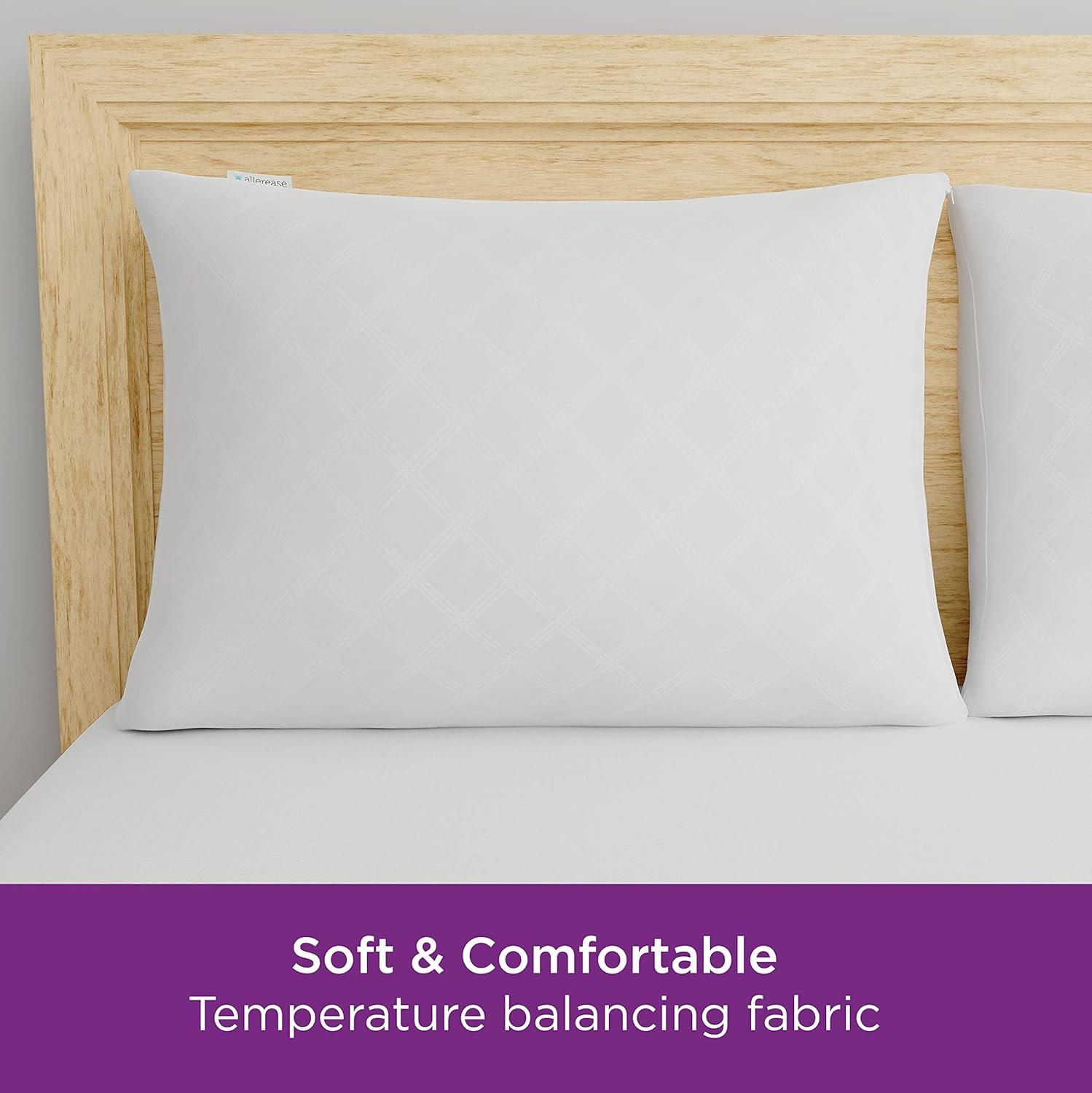 Aller-Ease Pillow Protectors Machine Washable Temperature Balancing 2 Pack Temperature Balancing Allergist Recommended Set of 2