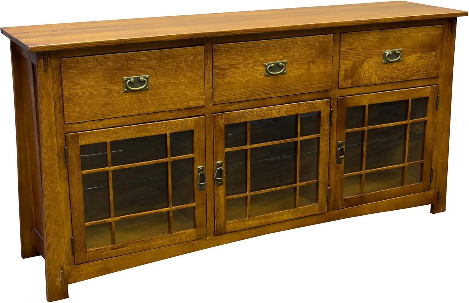 Crafters and Weavers Arts and Crafts Solid Wood Sideboard in Oak