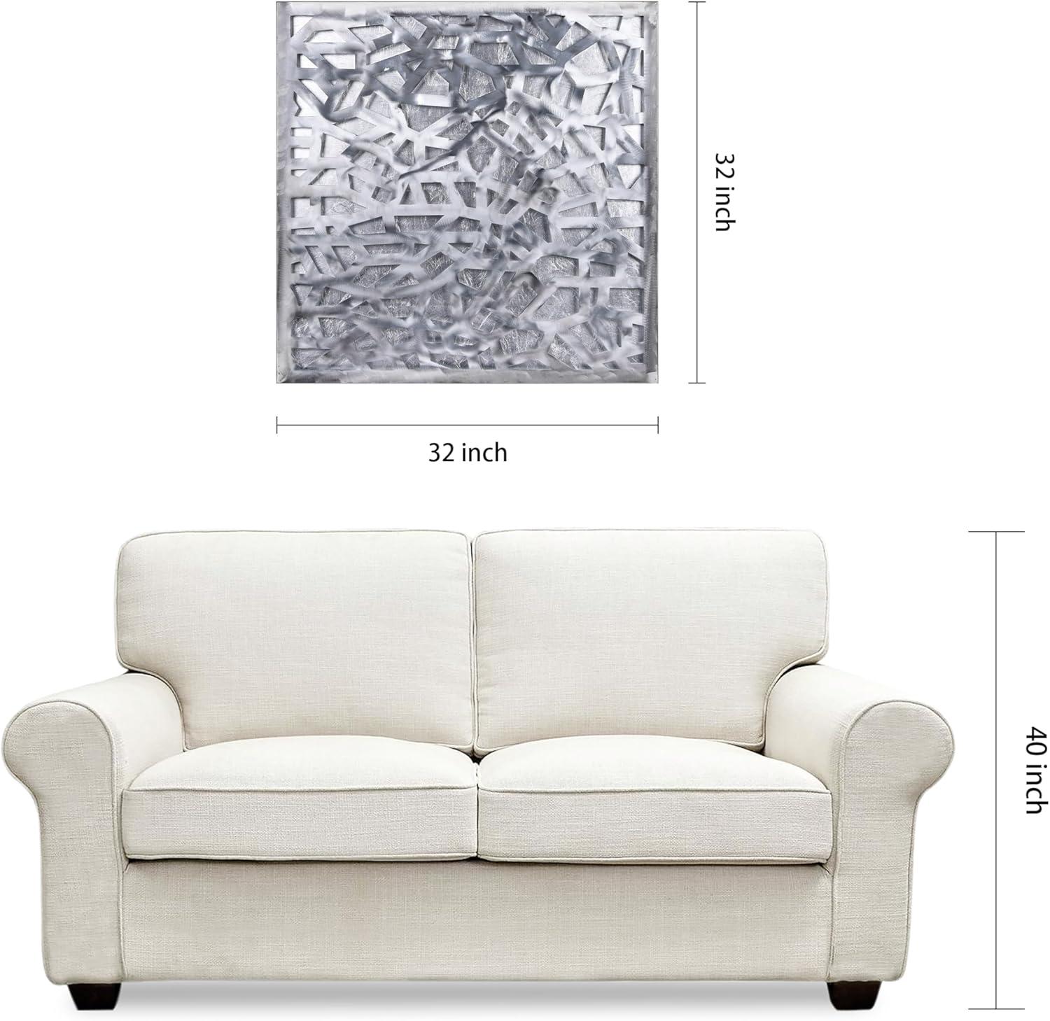 Empire Art Direct PSL-19309-3232 'Silver Enigma' Polished Steel Silver Leaf 3D Abstract Metal Wall Art