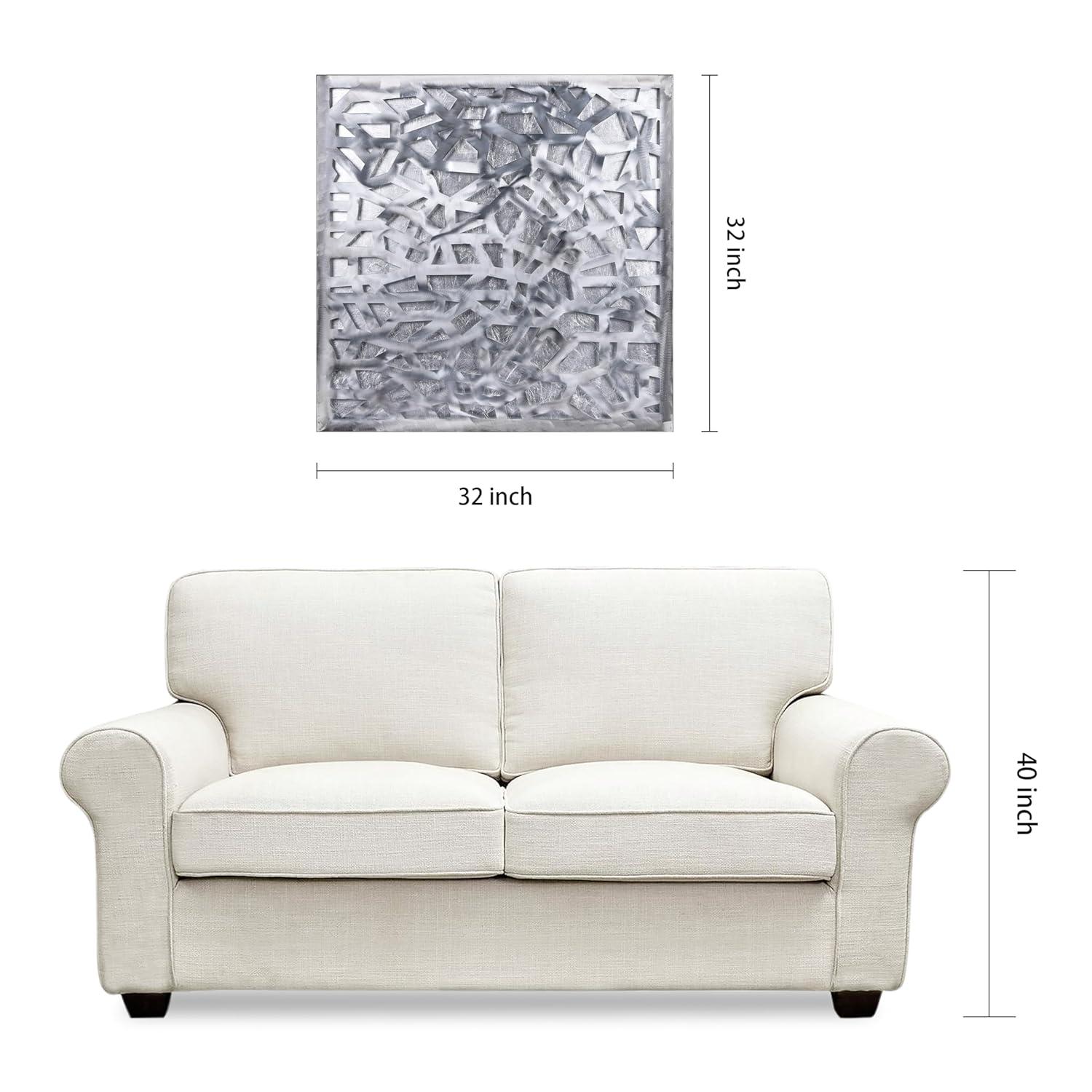 Empire Art Direct PSL-19309-3232 'Silver Enigma' Polished Steel Silver Leaf 3D Abstract Metal Wall Art