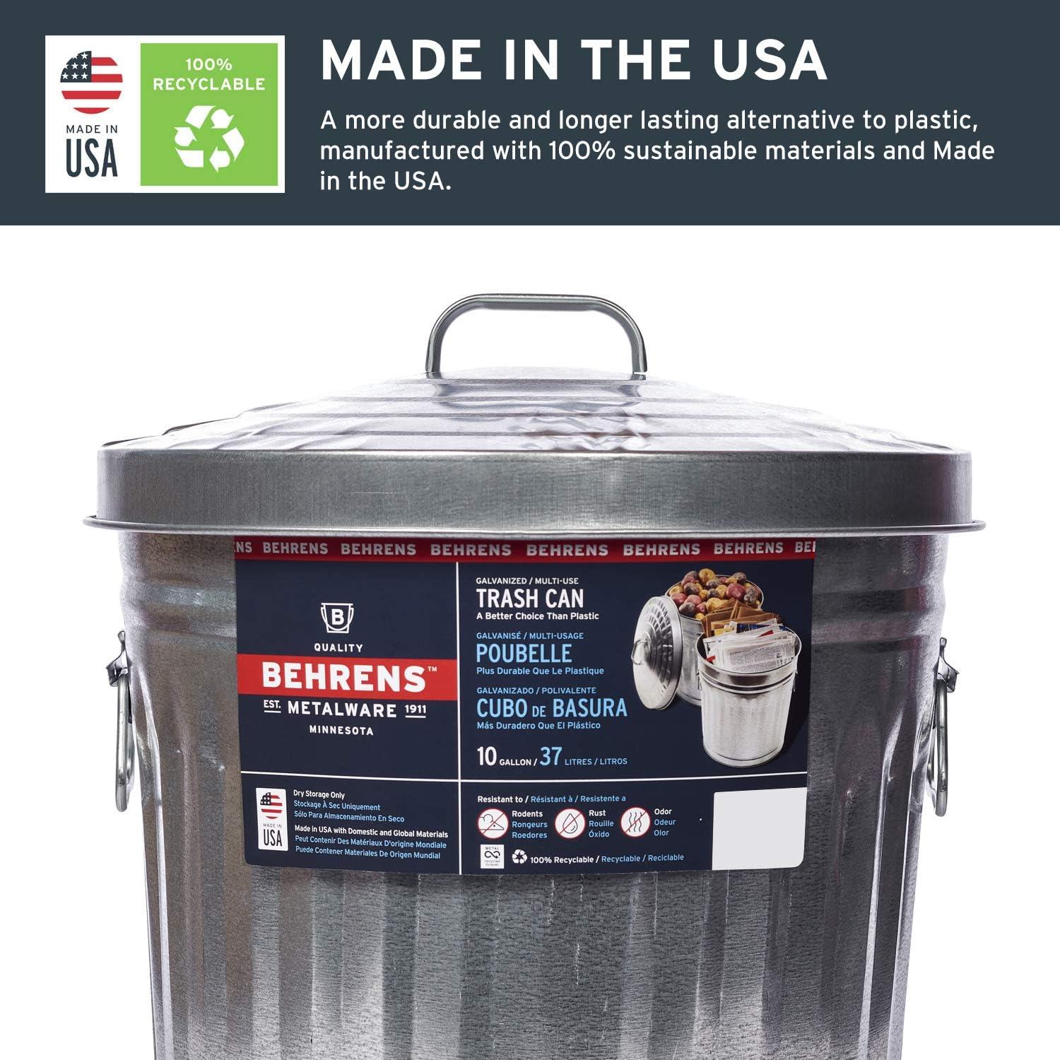 Behrens 6210 Trash Can, 10 gal Capacity, 16-1/2 in H, Steel