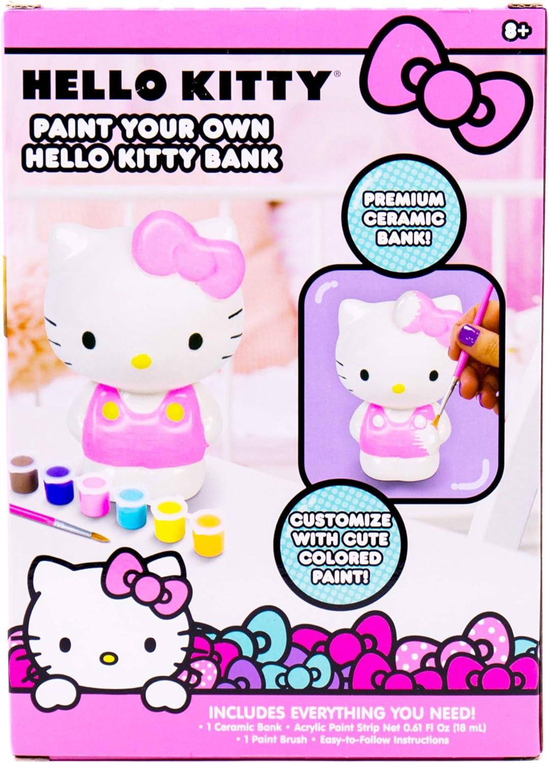 Horizon Group USA Hello Kitty Paint Your Own Piggy Bank, DIY Coin Bank for Kids, Multicolor C8