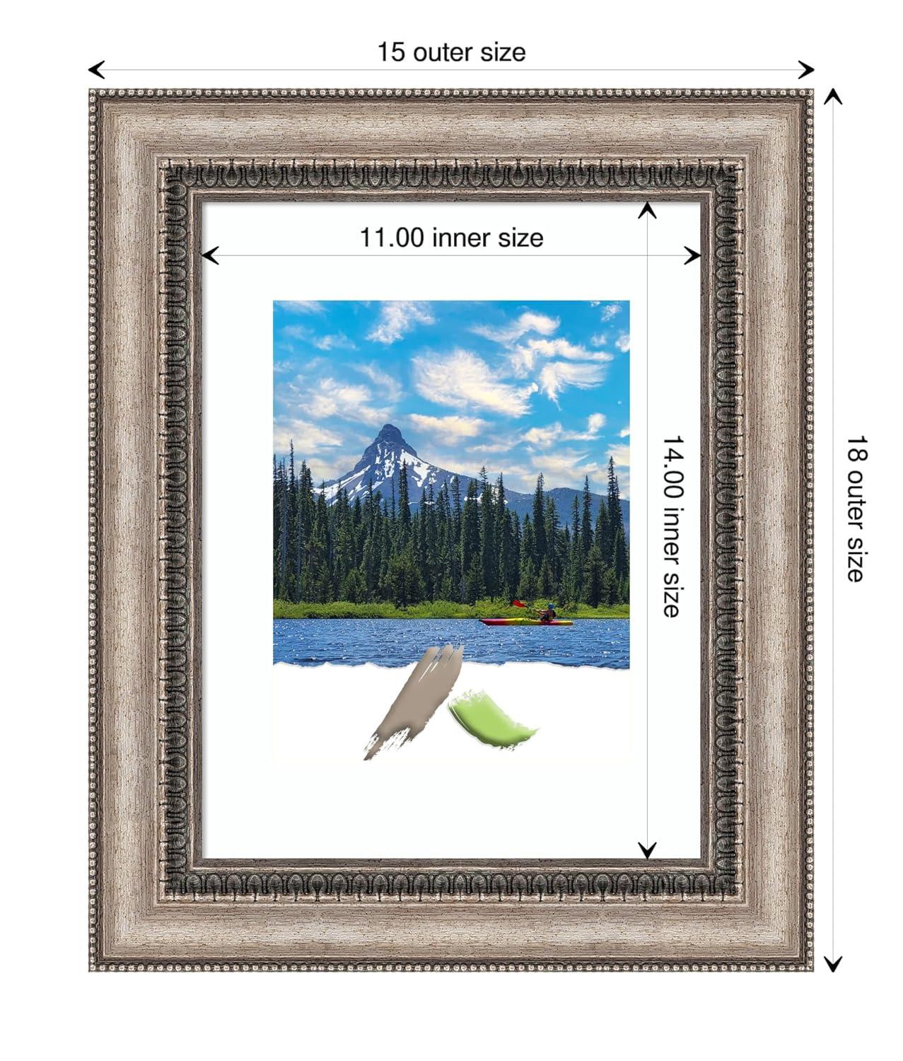 Amanti Art Lyla Ornate Silver Picture Frame Opening Size 11x14 in. (Matted To 8x10 in.)