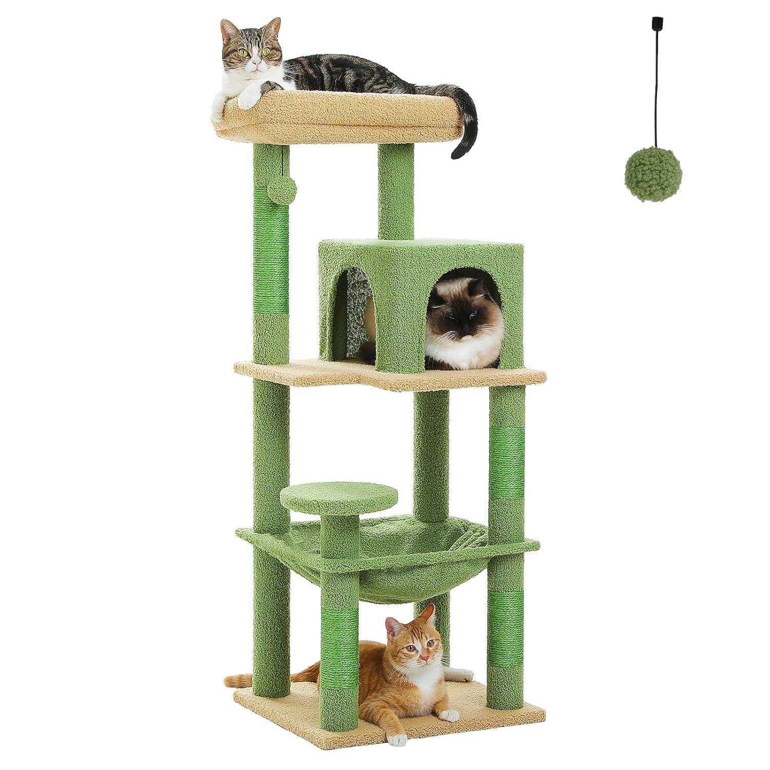 Gothic Cat Tree With Super Large Hammock, Cat Tower With Coffin Bed, Cat Condo, Sisal Scratching Posts & Top Perch, Multi-Level Goth Cat Tree, Halloween