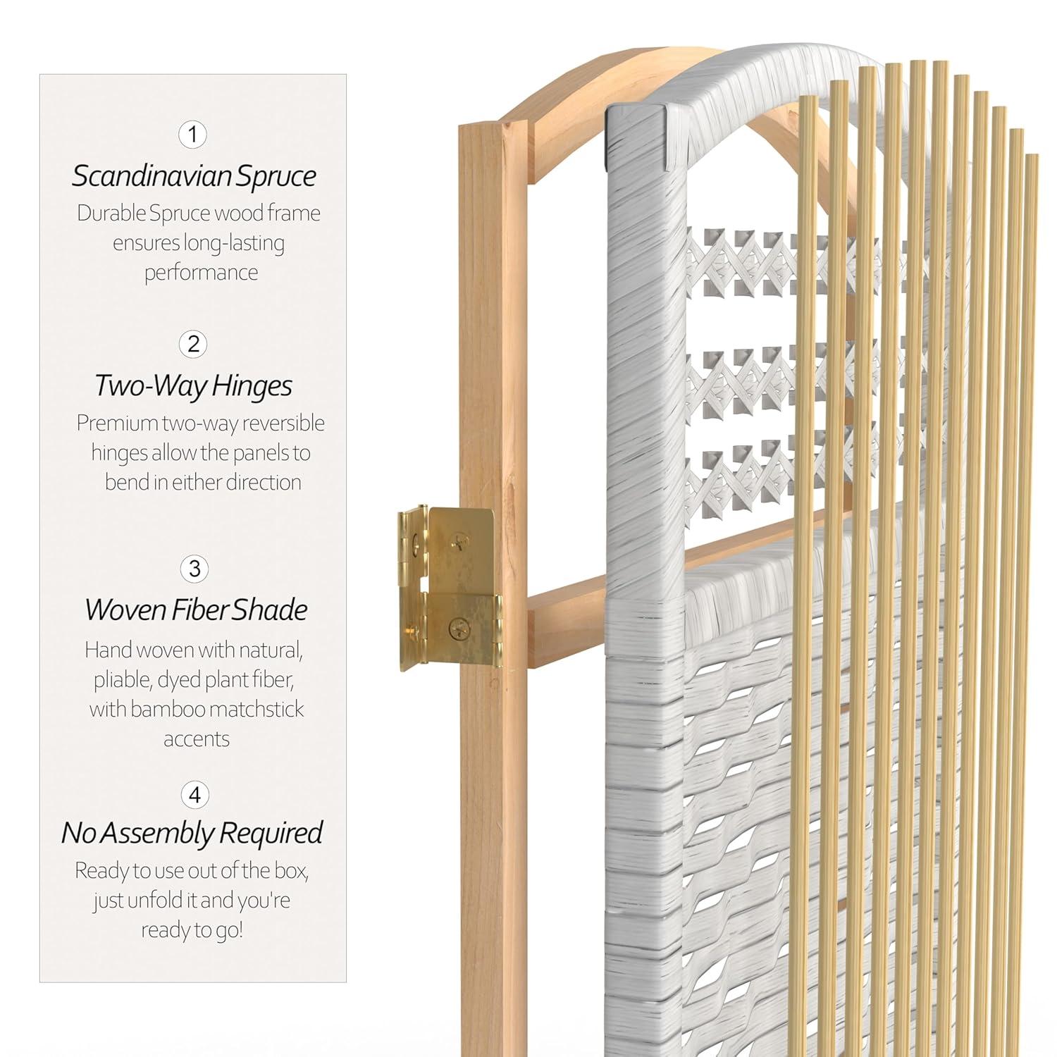 5 1/2 ft. Tall Fiber Weave Room Divider - White (4 Panels)
