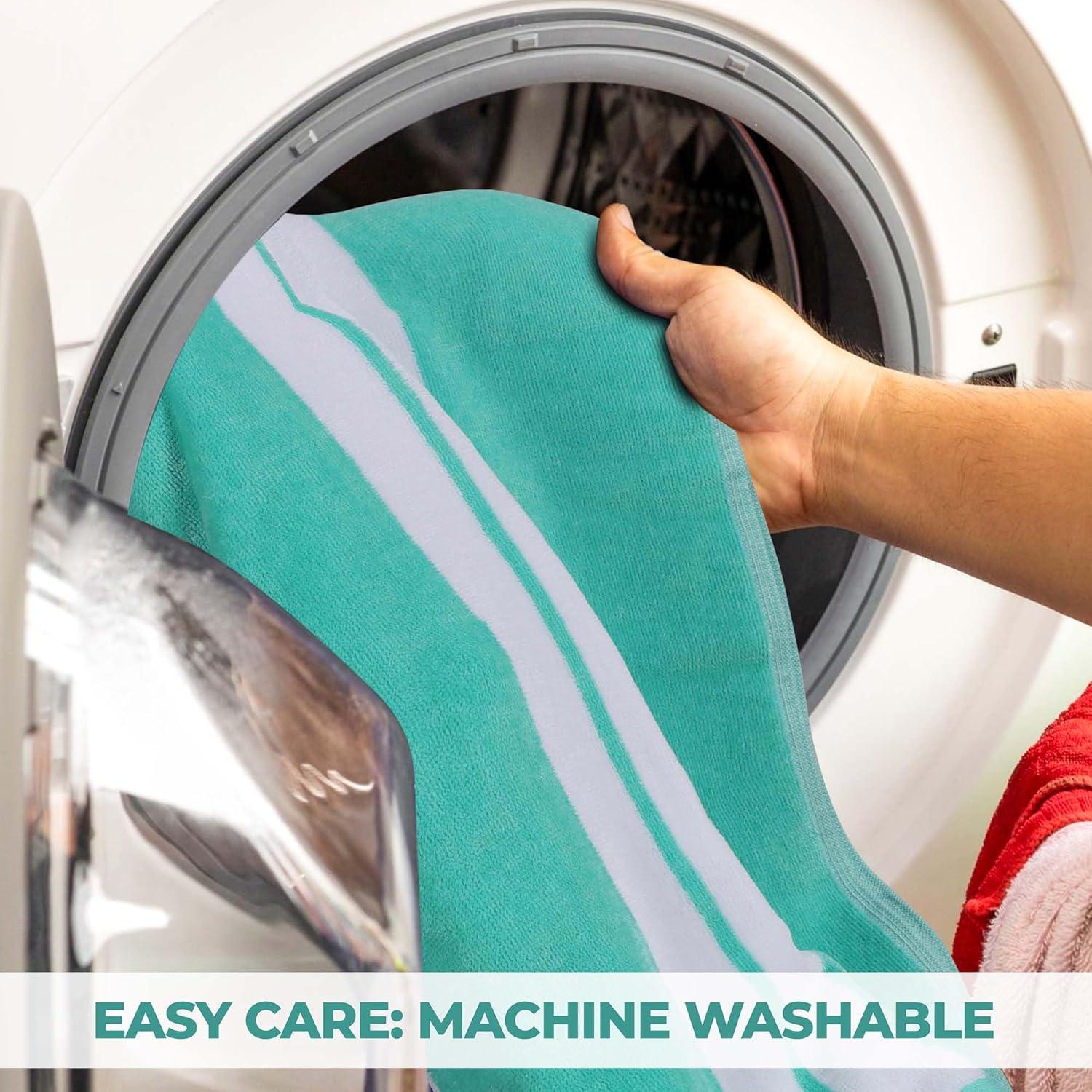 Superior Cotton Striped Oversized Beach Towel, 34" x 64", Mint