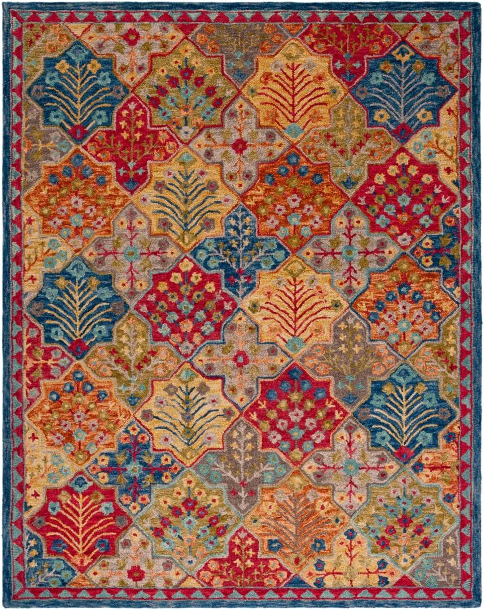 SAFAVIEH Aspen Warren Geometric Wool Area Rug, Blue/Orange, 9' x 12'