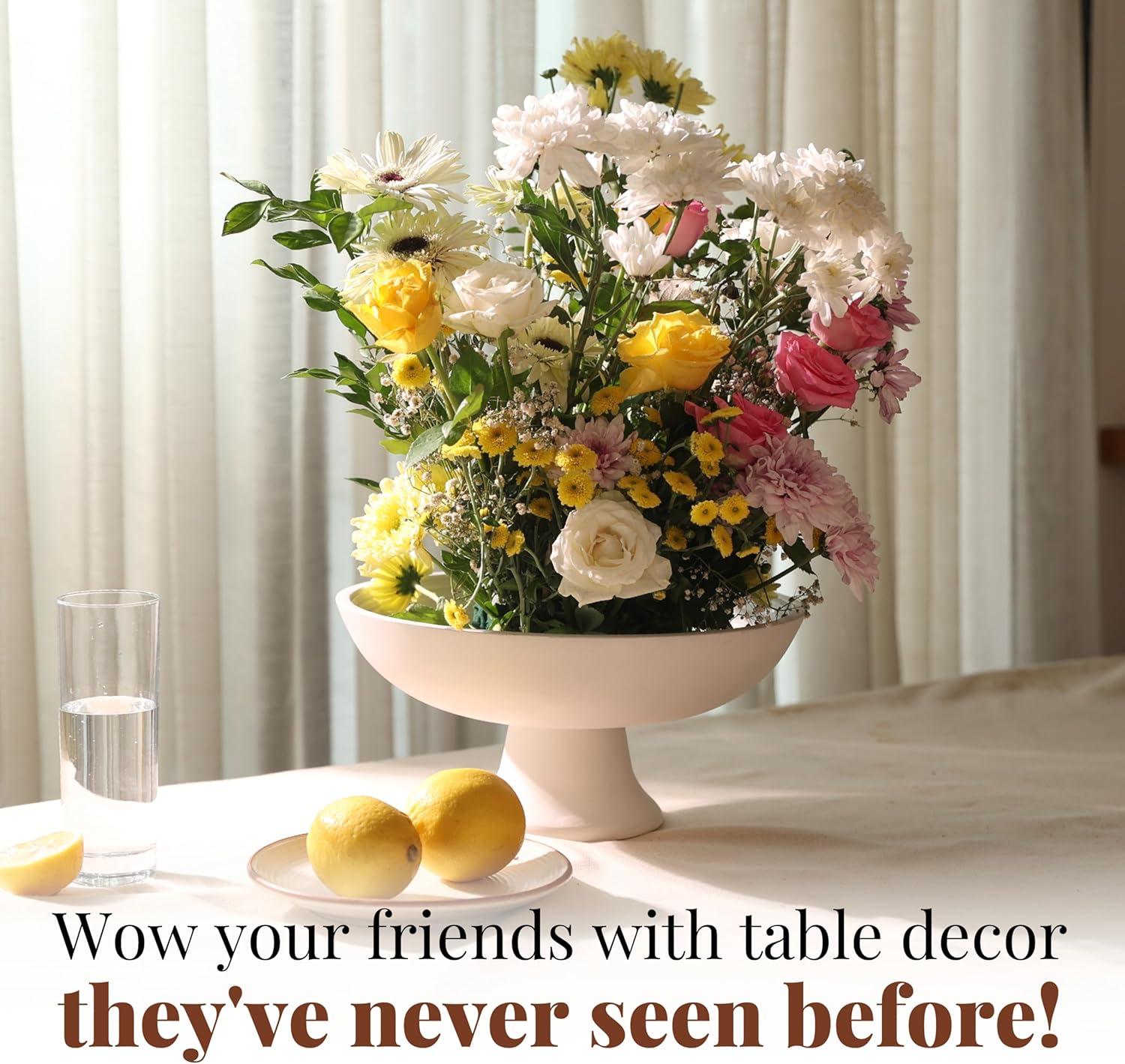 White Round Mango Wood Fruit Bowl for Serving and Decor