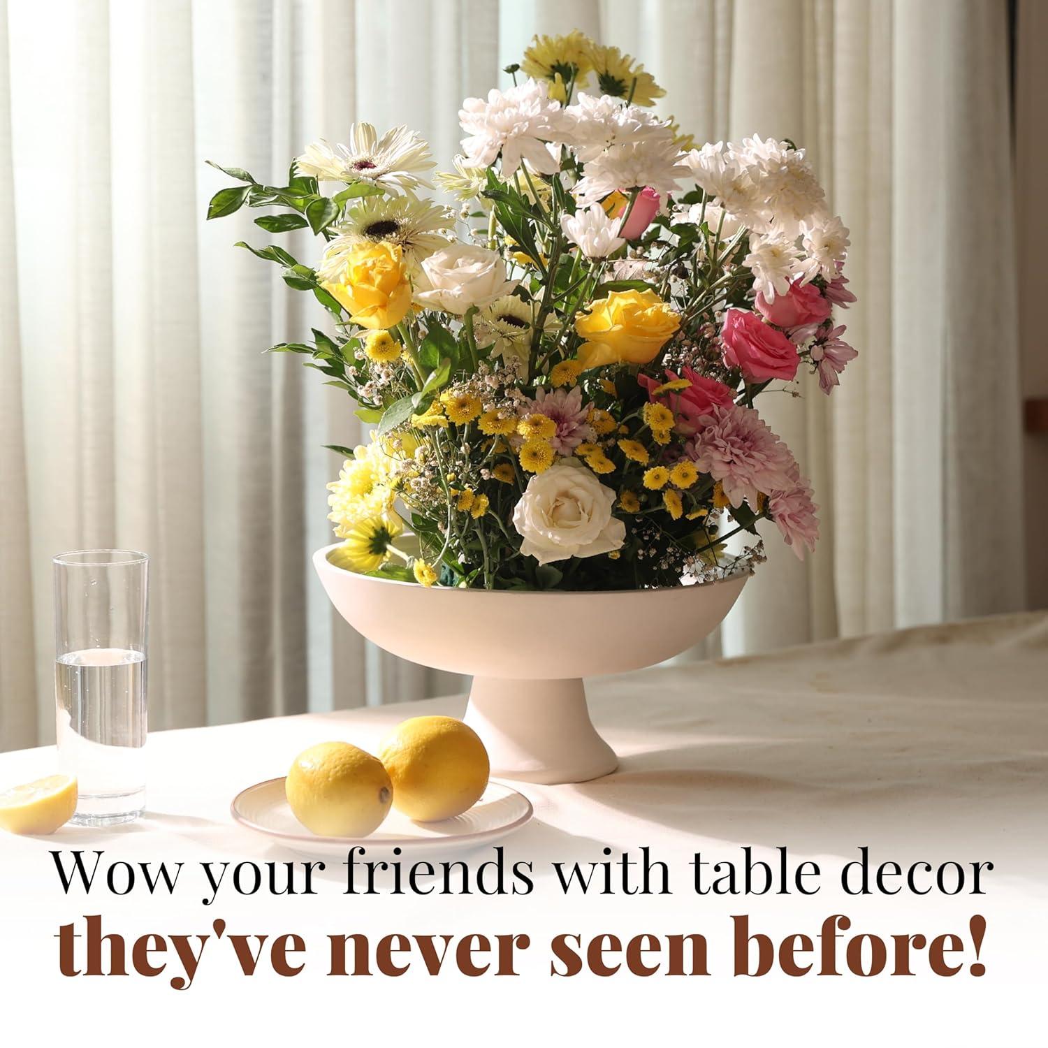 White Round Mango Wood Fruit Bowl for Serving and Decor