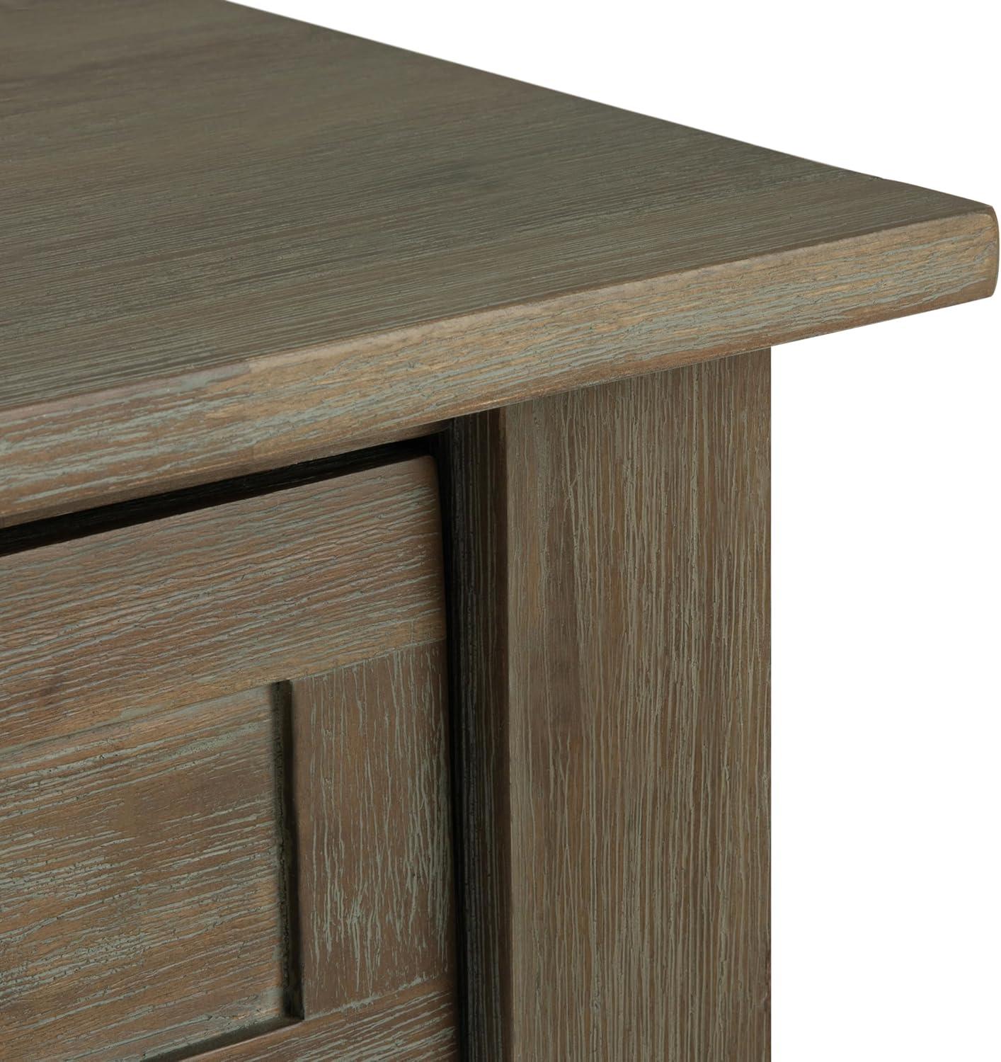 Monroe Solid Acacia Wood Square End Table in Distressed Grey with Storage