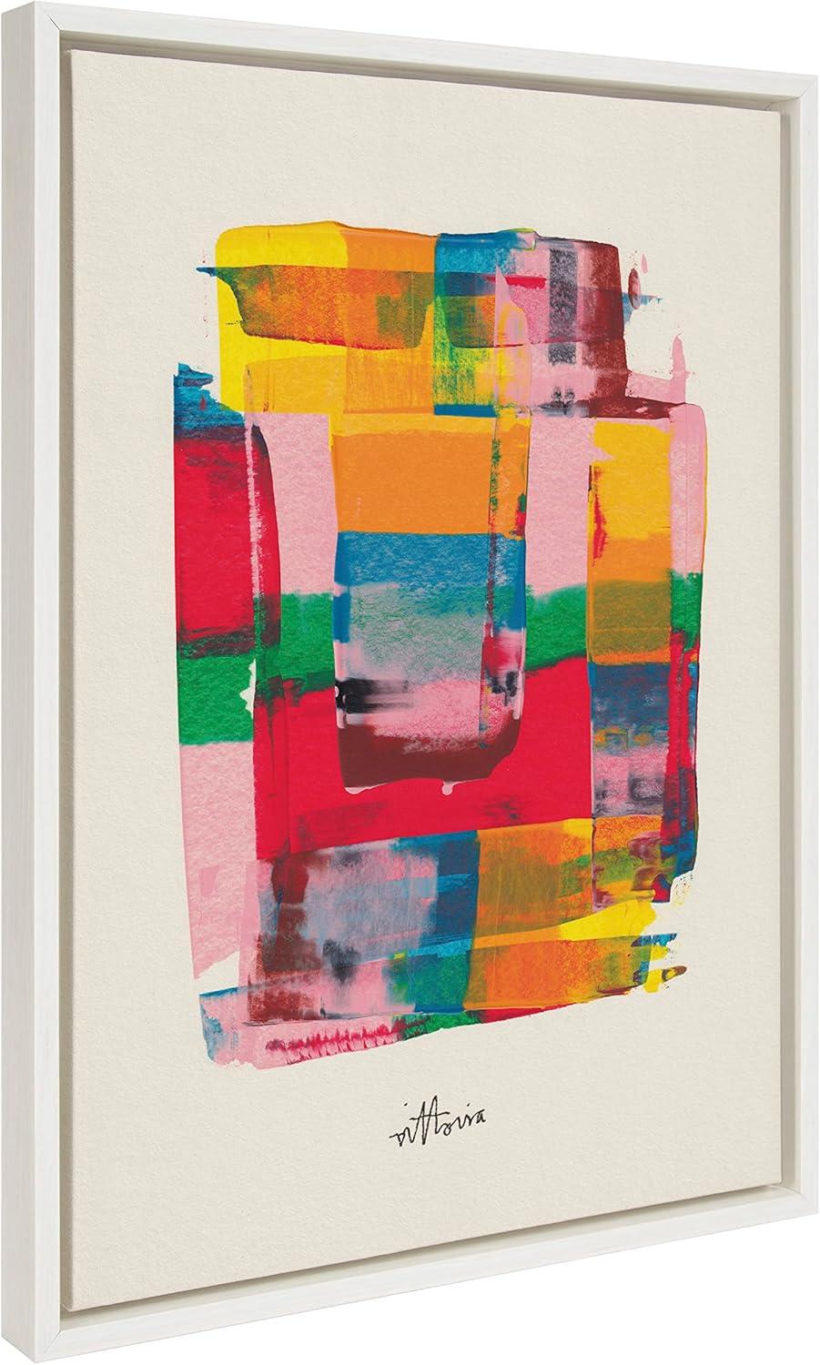 Amber Vittoria Colorful Abstract Geometric Canvas Art, 18x24 White Frame