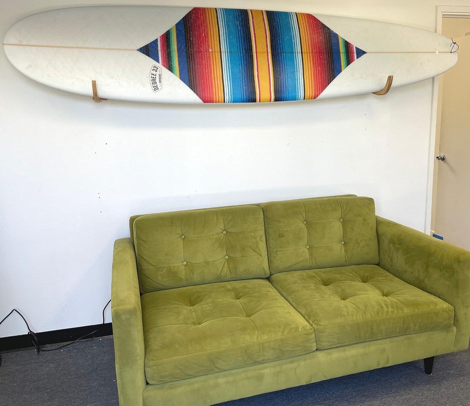 Bamboo Wall-Mounted Surfboard Display Rack