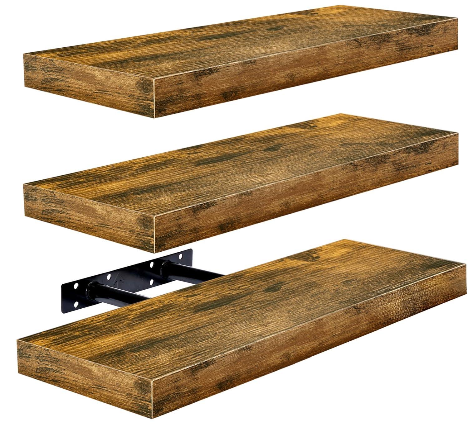 Walnut Floating Wall Shelves for Living Room and Kitchen