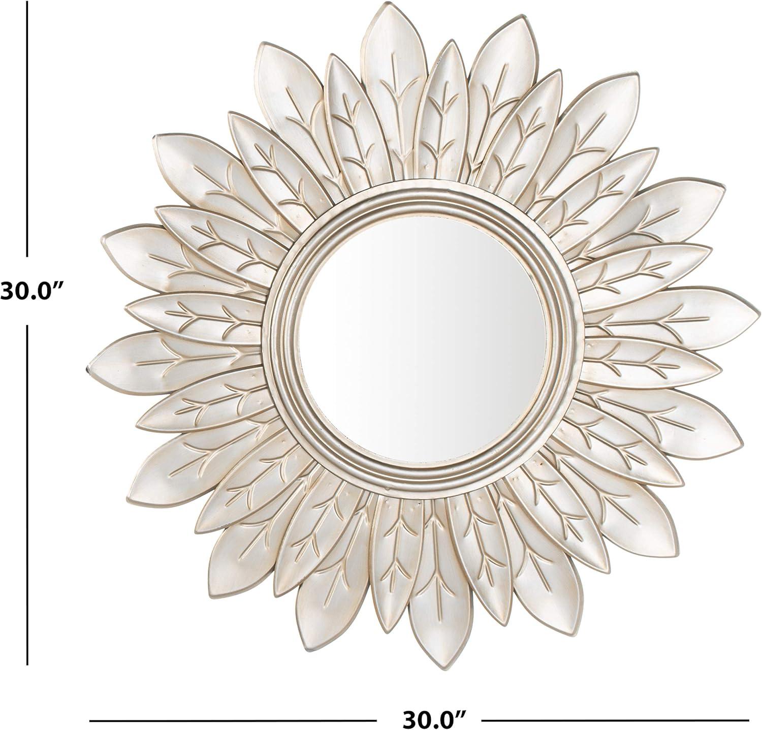 Champagne Gold Sunburst Round Wood Mirror 30.25"