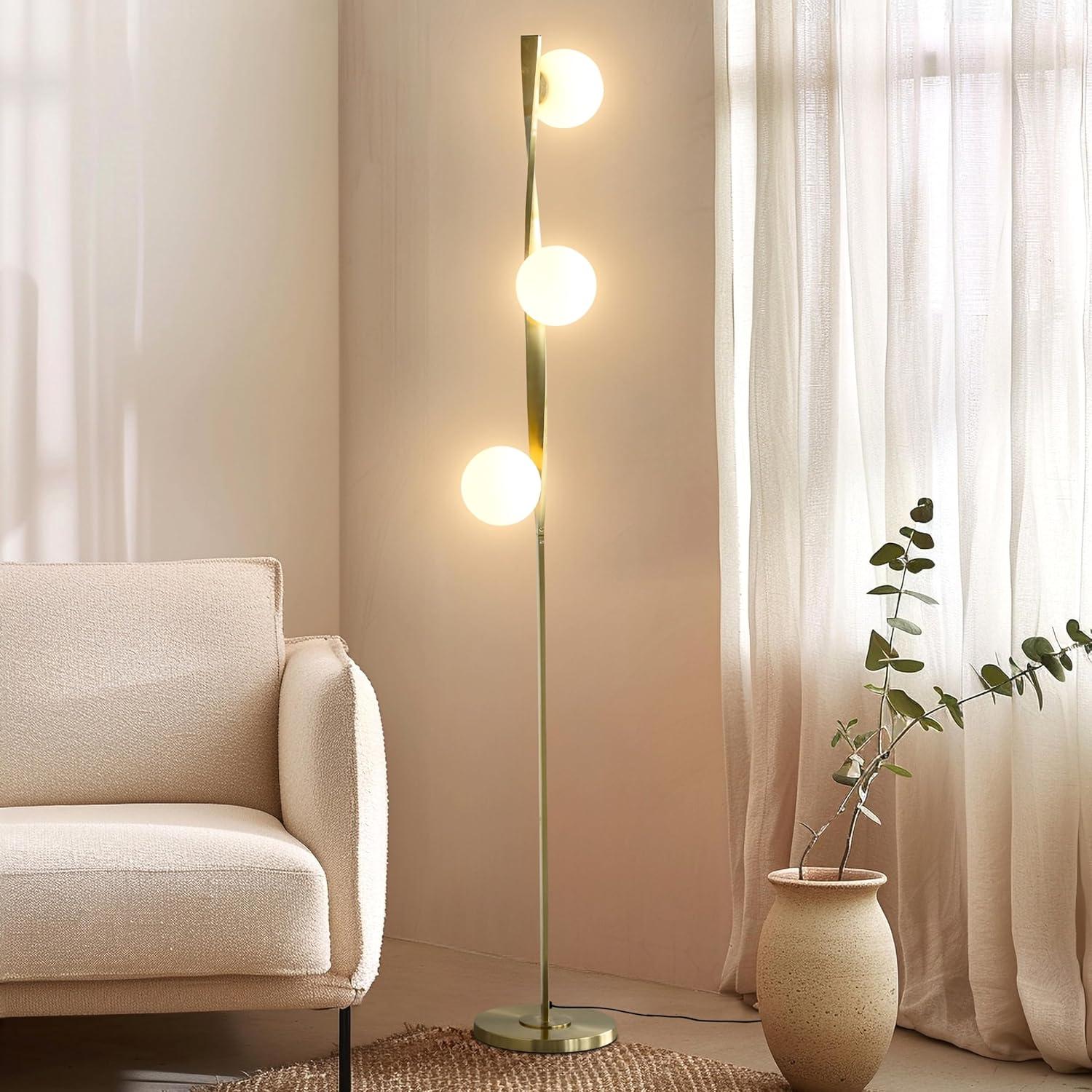 Brightech Nola 60 in. Industrial 3-Way Dimming LED Floor Lamp with 3 Glass Globe Shades